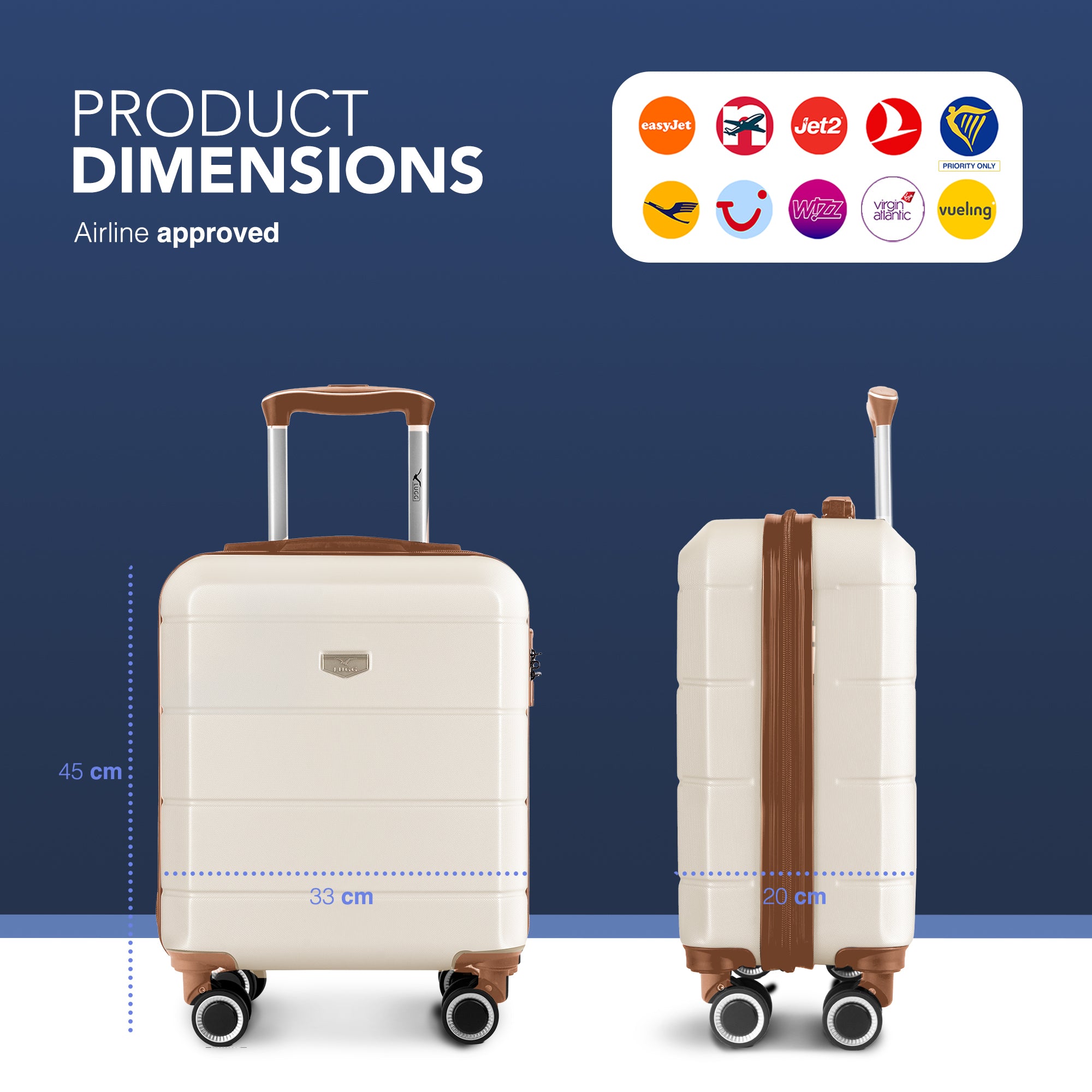 Jetset 15" Underseat Suitcase in Cream & Brown