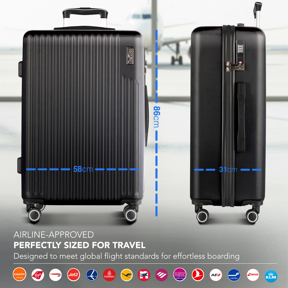 LUGG 32inch Vacay Suitcase ABS Luggage with TSA Indent Lock, Aluminium Trolley Handle, 360° Spinner Wheels, Water-Resistant & Durable Material - Airline Compatible (86 x 31 x 58cm) - Shadow