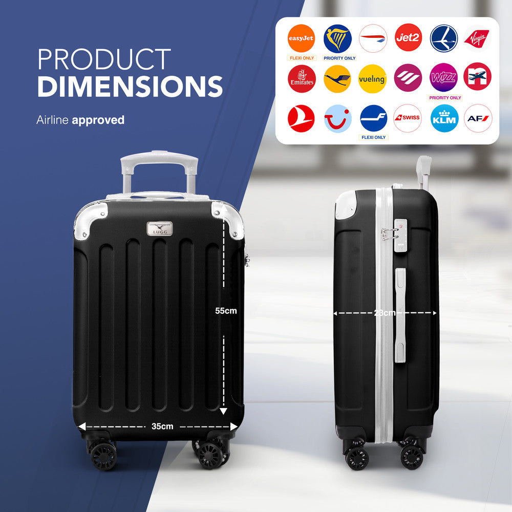 Skywander 20" Cabin Suitcase - 55 x 35 x 23cm in Black & White