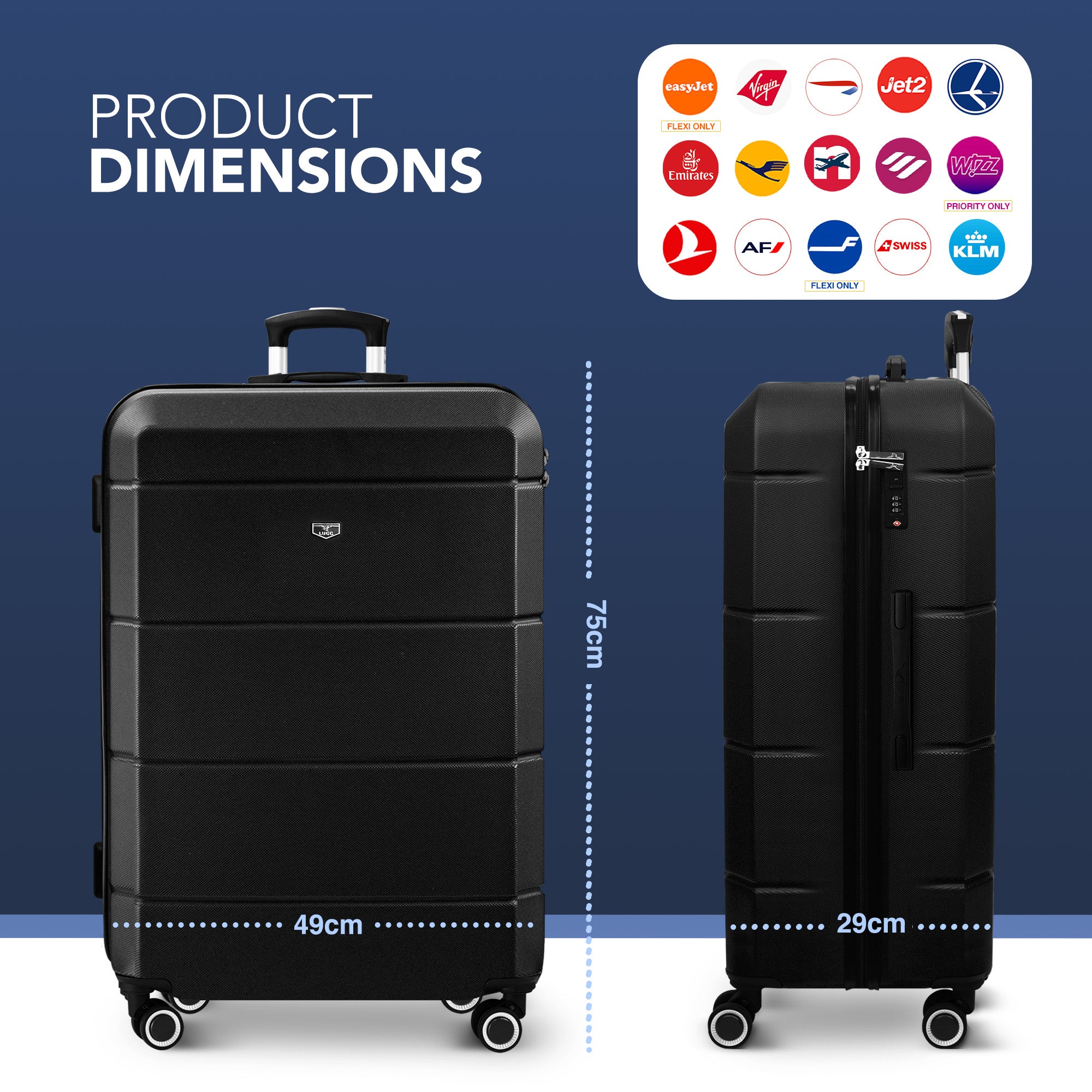Jetset 28" Large Suitcase in Black