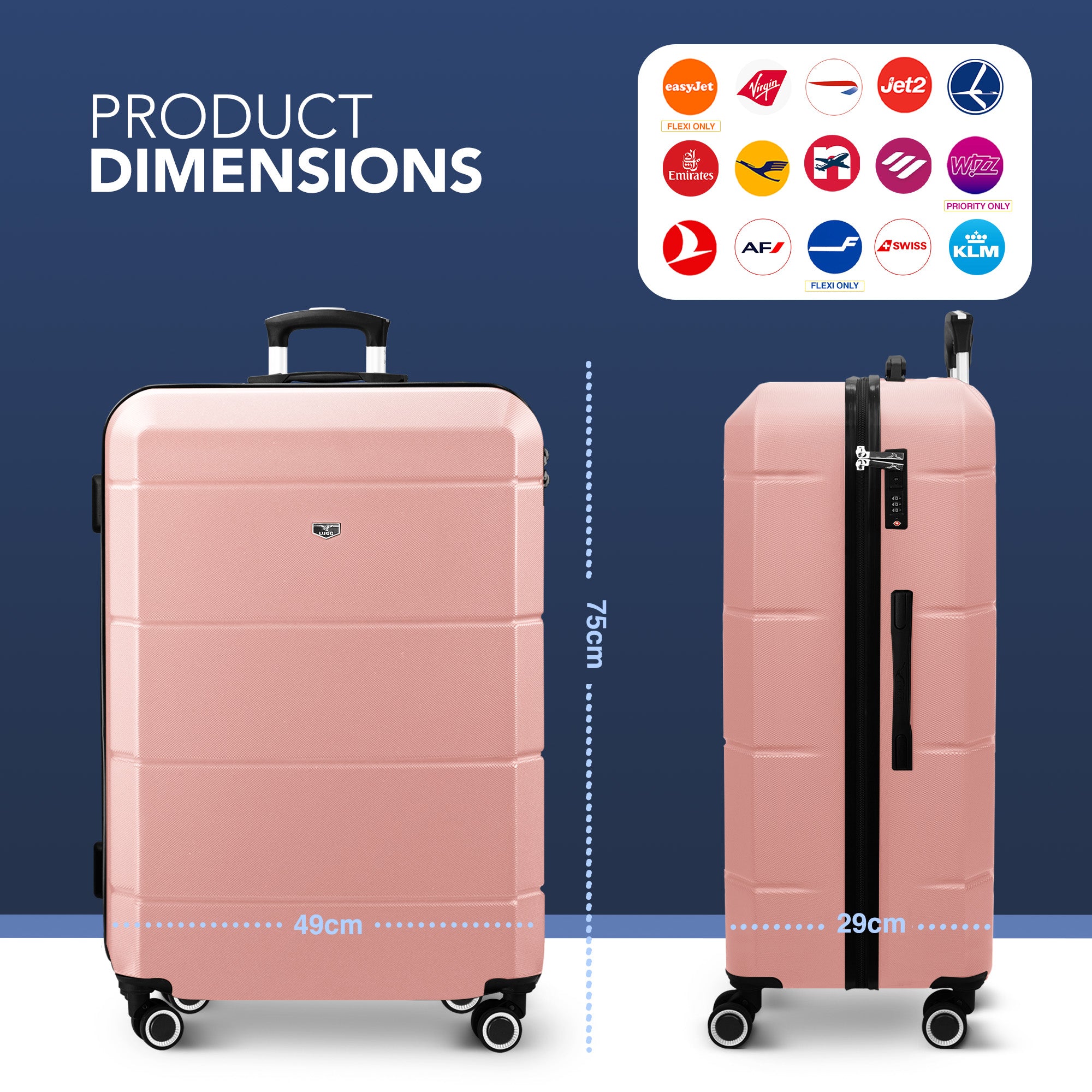 Jetset 28" Large Suitcase in Rose Gold