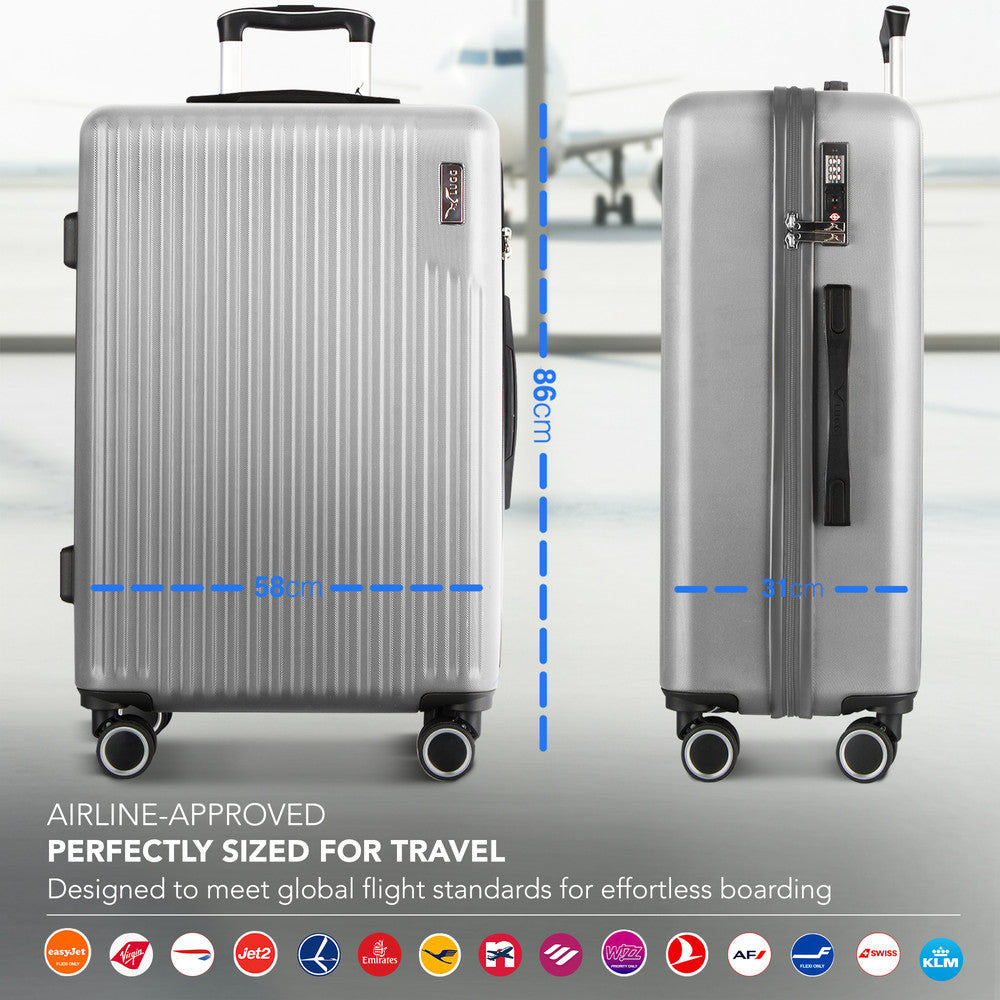LUGG 32inch Vacay Suitcase ABS Luggage with TSA Indent Lock, Aluminium Trolley Handle, 360° Spinner Wheels, Water-Resistant & Durable Material - Airline Compatible (86 x 31 x 58cm) - Raven