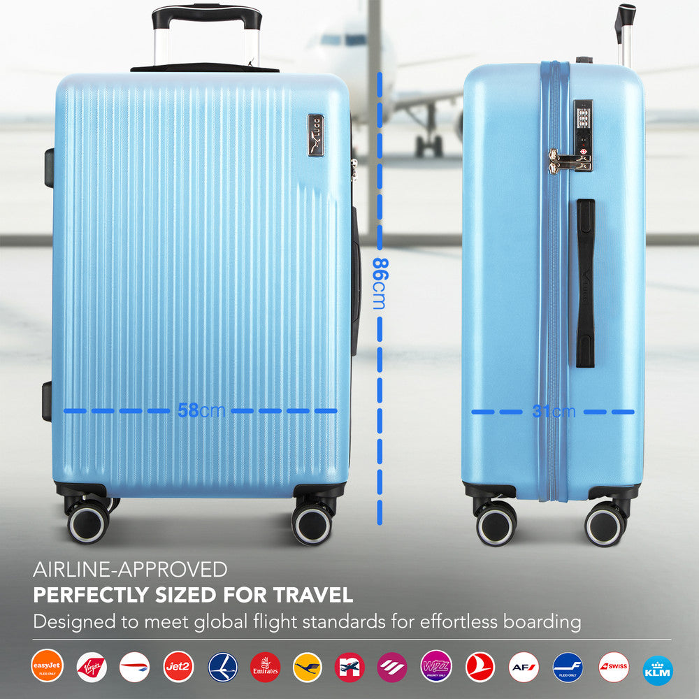 LUGG 32inch Vacay Suitcase ABS Luggage with TSA Indent Lock, Aluminium Trolley Handle, 360° Spinner Wheels, Water-Resistant & Durable Material - Airline Compatible (86 x 31 x 58cm) - Skyblue