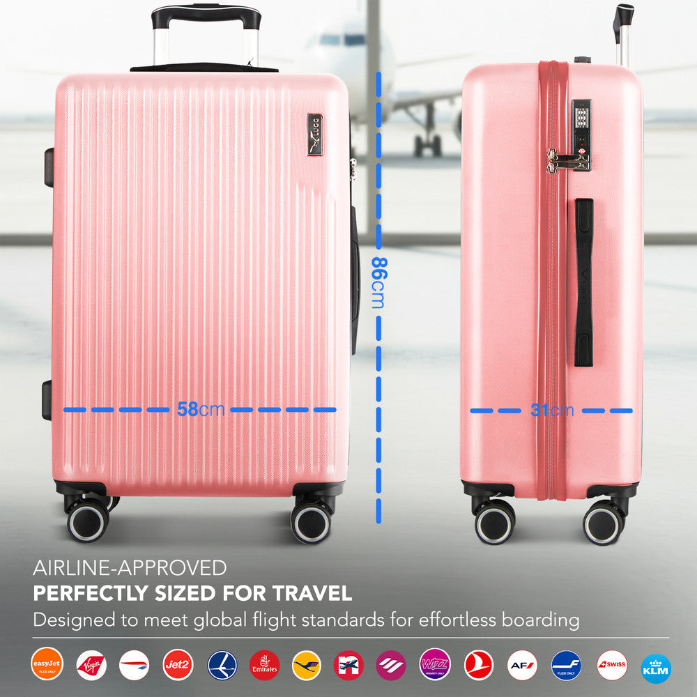 LUGG 32inch Vacay Suitcase ABS Luggage with TSA Indent Lock, Aluminium Trolley Handle, 360° Spinner Wheels, Water-Resistant & Durable Material - Airline Compatible (86 x 31 x 58cm) - Clay