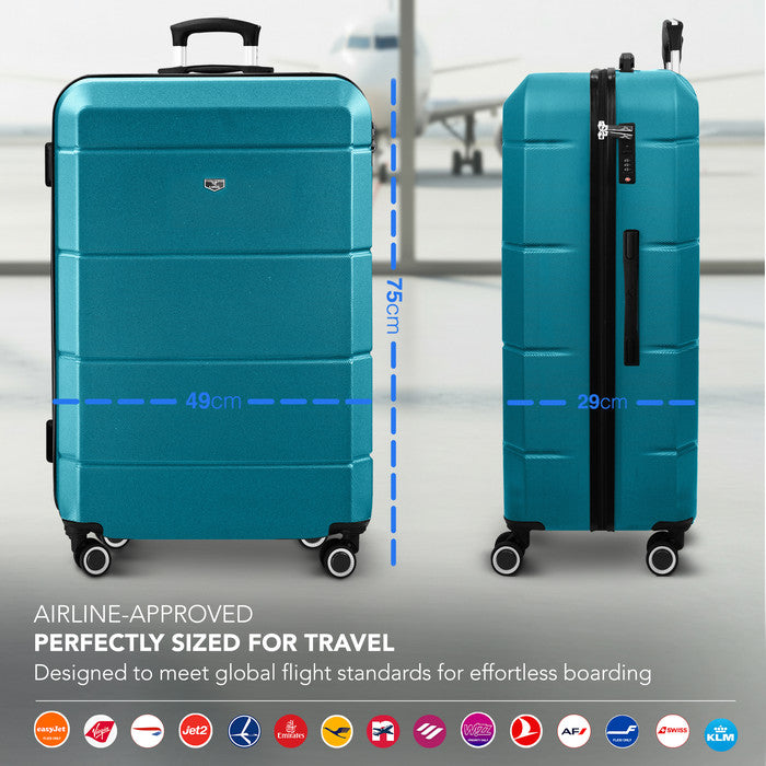 LUGG Jetset 28 Inch Large Suitcase – Lightweight Hard Shell Luggage with TSA Lock – Water-Resistant ABS Spinner Suitcase – 4 Wheels – (75x49x29cm) - Teal