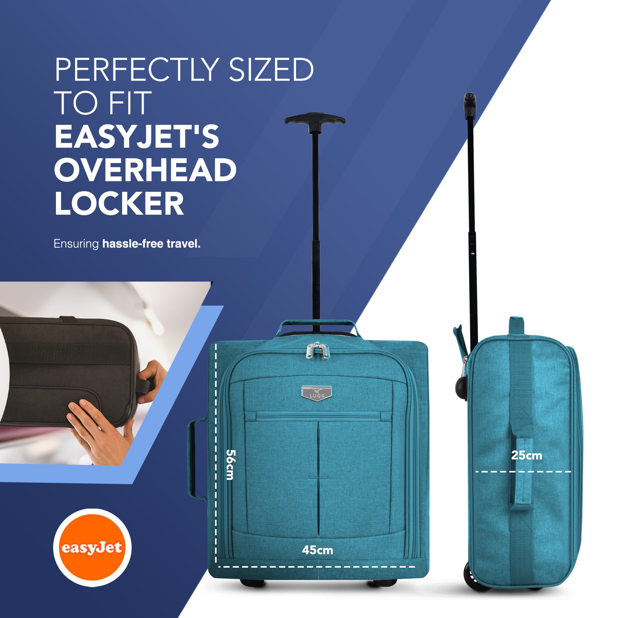 Soft Cabin Bag for EasyJet Overhead Locker - Teal