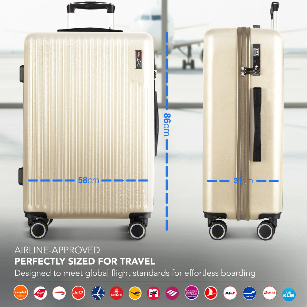 LUGG 32inch Vacay Suitcase ABS Luggage with TSA Indent Lock, Aluminium Trolley Handle, 360° Spinner Wheels, Water-Resistant & Durable Material - Airline Compatible (86 x 31 x 58cm) - Earth
