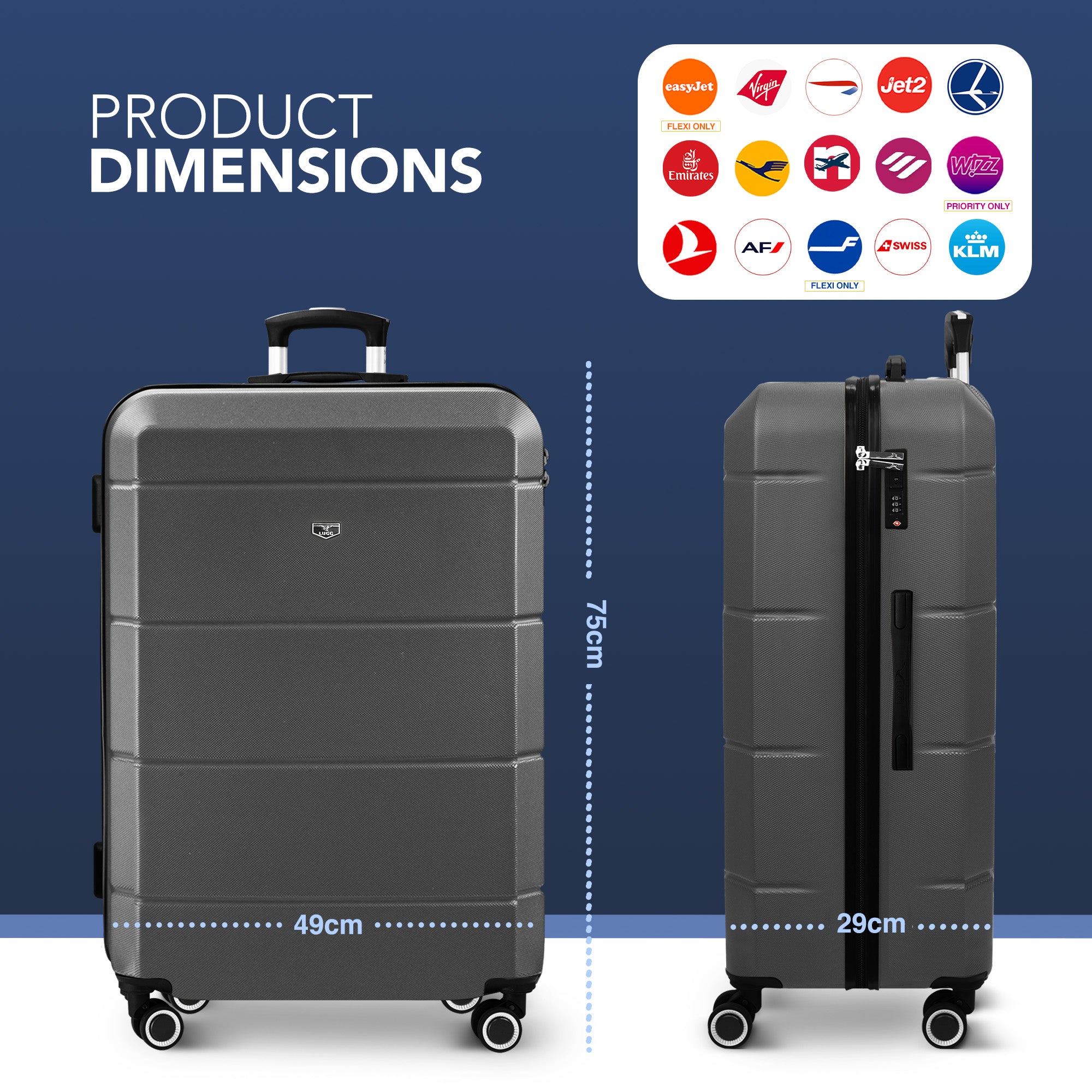 Jetset 28" Large Suitcase in Gunmetal
