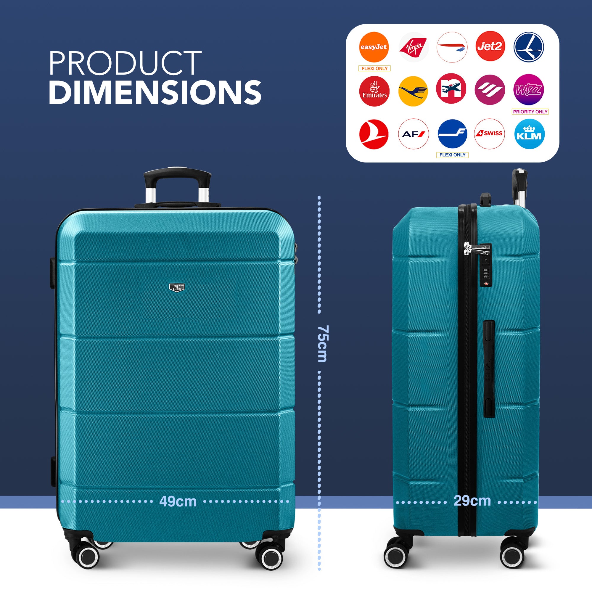 Jetset 28" Large Suitcase in Teal