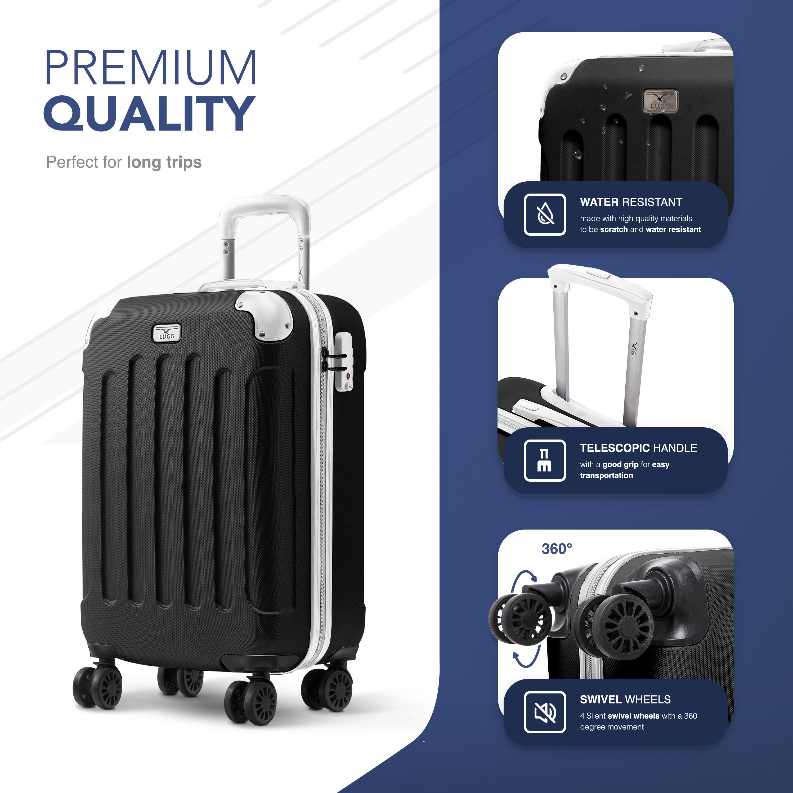 20" Skywander Cabin Suitcase - Black & White