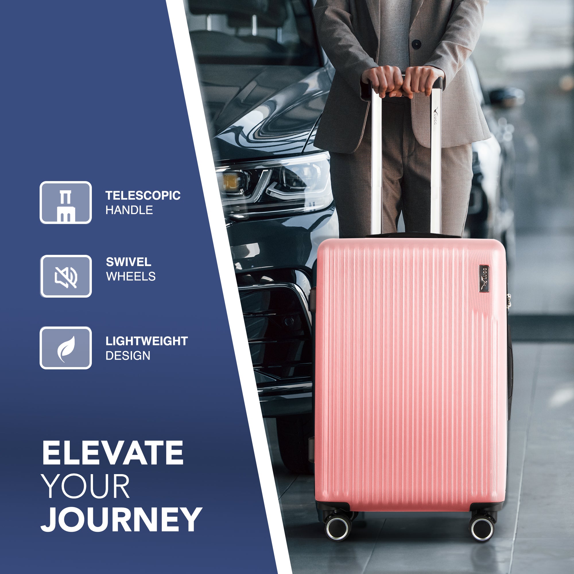 Vacay 20” Suitcase ABS Luggage with TSA Indent Lock, Aluminium Trolley Handle, 360° Spinner Wheels - Airline Compatible (55 x 35 x 23cm) - Clay