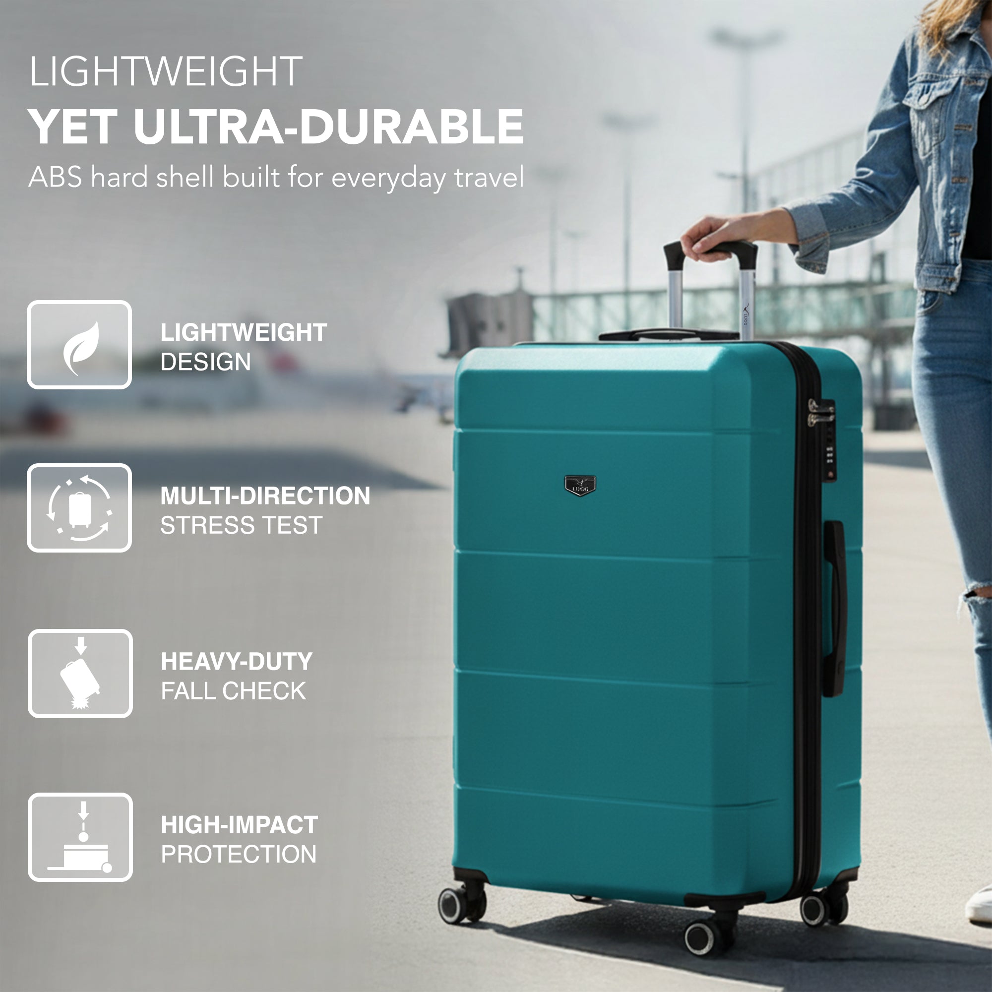 Jetset 32" Large Suitcase – Lightweight Hard Shell Luggage with TSA Lock – Water-Resistant ABS Spinner Suitcase – 4 Wheels – 86x58x31cm Travel Bag - Teal