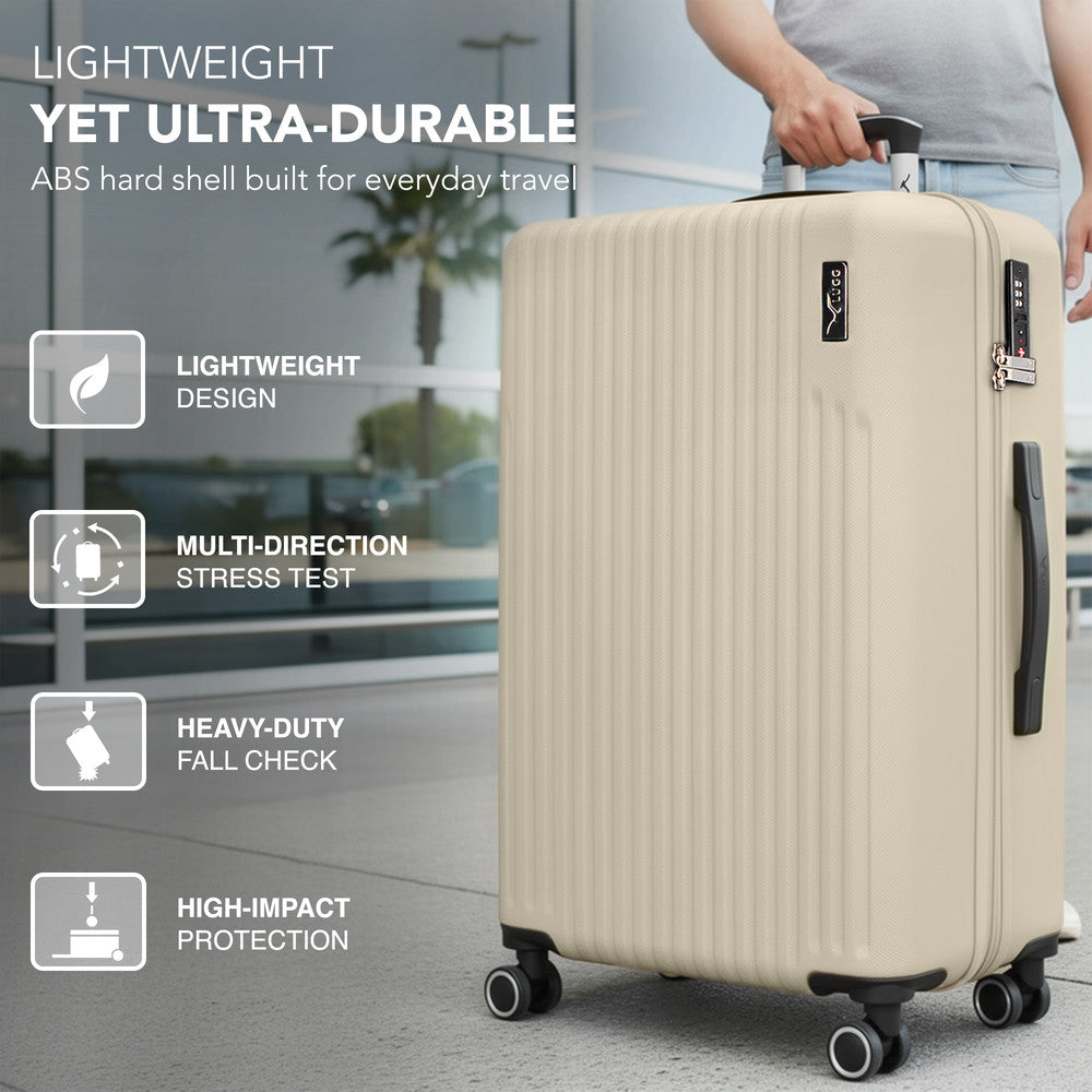 LUGG 32inch Vacay Suitcase ABS Luggage with TSA Indent Lock, Aluminium Trolley Handle, 360° Spinner Wheels, Water-Resistant & Durable Material - Airline Compatible (86 x 31 x 58cm) - Earth