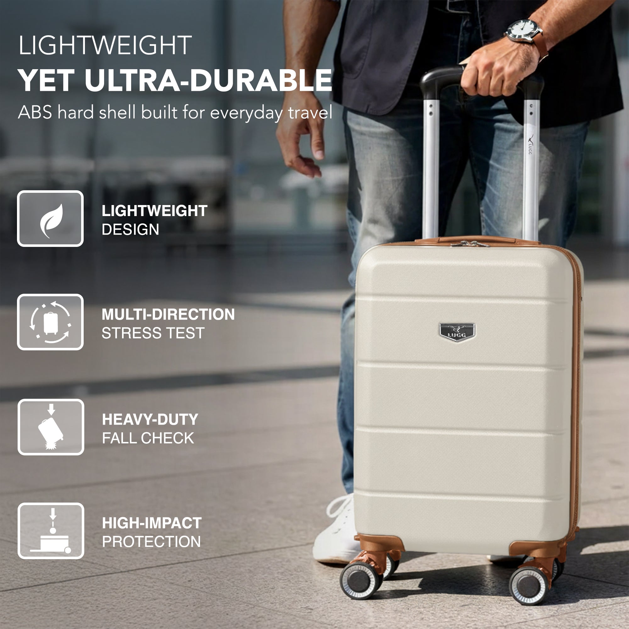 40cm Jetset Underseat Cabin Bag - Cream & Brown