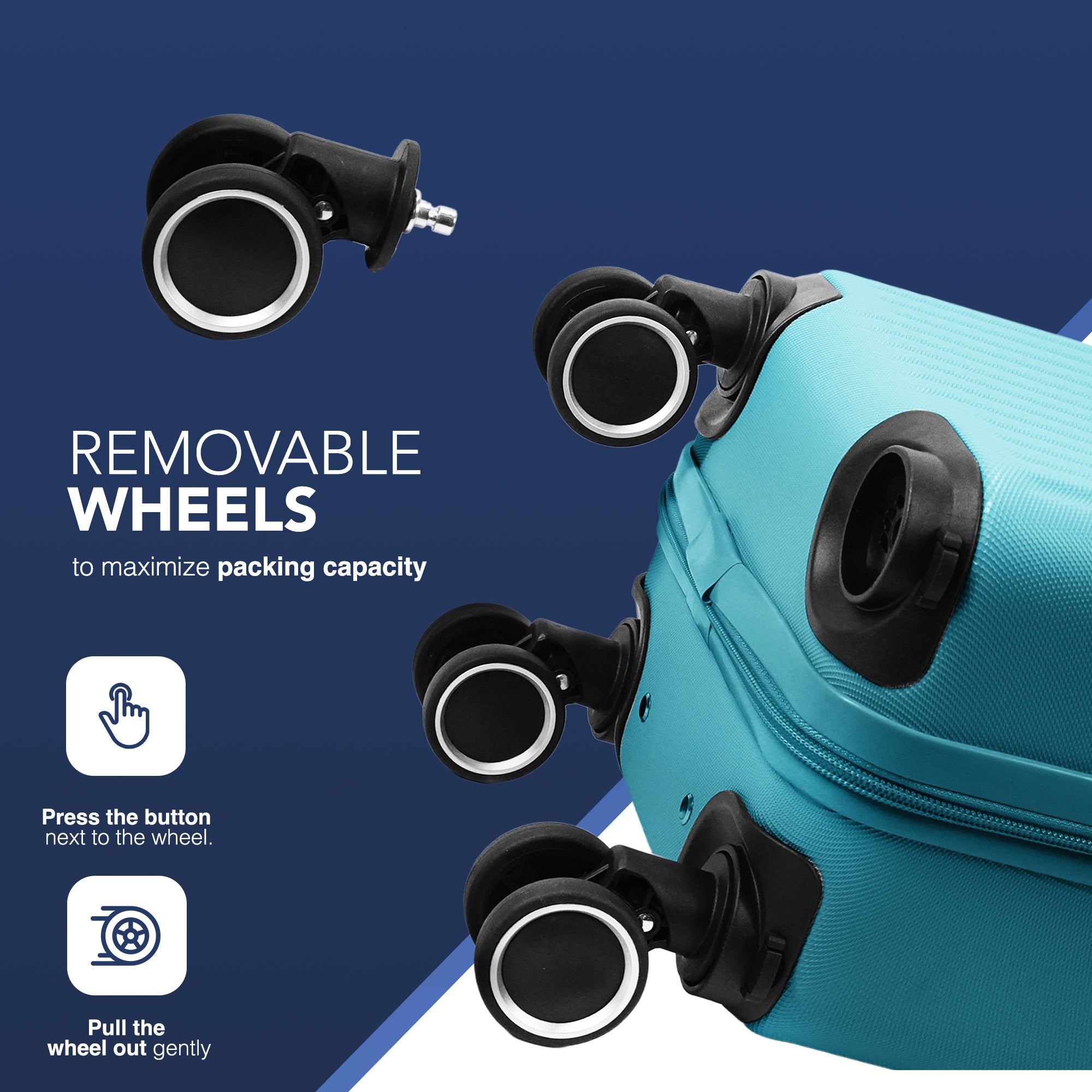 LUGG 40cm Vacay Suitcase ABS Luggage with TSA Indent Lock, Aluminium Trolley Handle, 360° Spinner Wheels, Water-Resistant & Durable Material - Airline Compatible (40 x 20 x 25cm)- Ocean