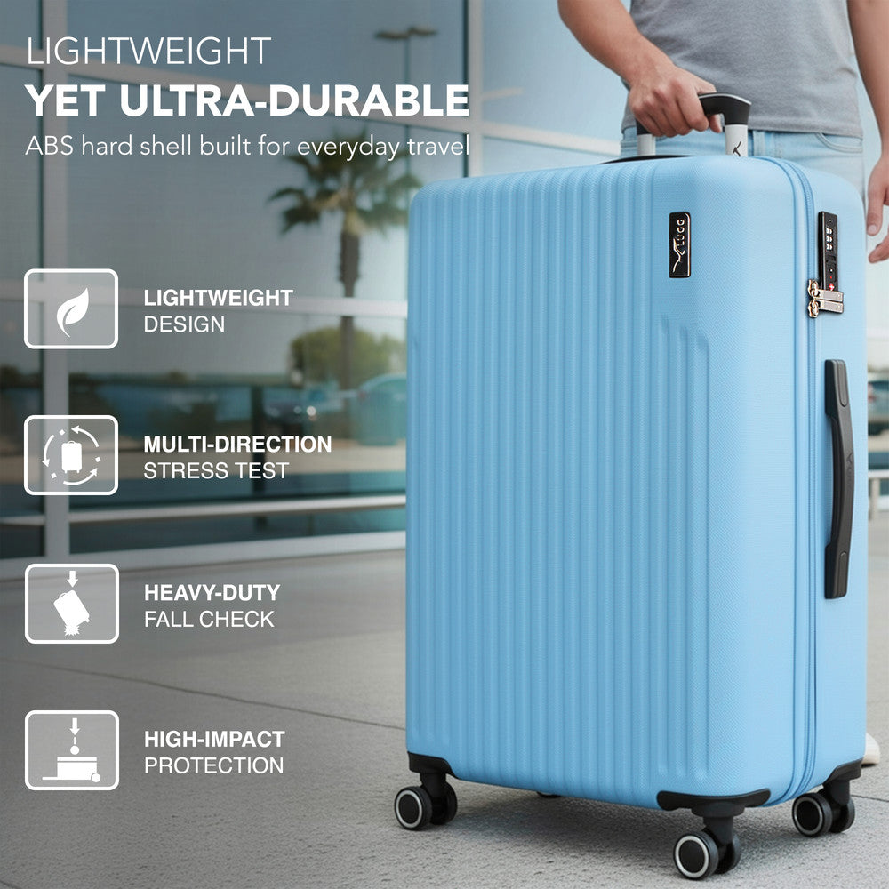 LUGG 32inch Vacay Suitcase ABS Luggage with TSA Indent Lock, Aluminium Trolley Handle, 360° Spinner Wheels, Water-Resistant & Durable Material - Airline Compatible (86 x 31 x 58cm) - Skyblue