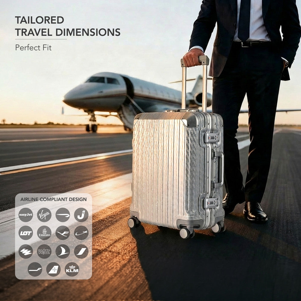 LUGG Solo 20" Hard Shell Suitcase 55x38x22  5yr Warranty Metallic Silver
