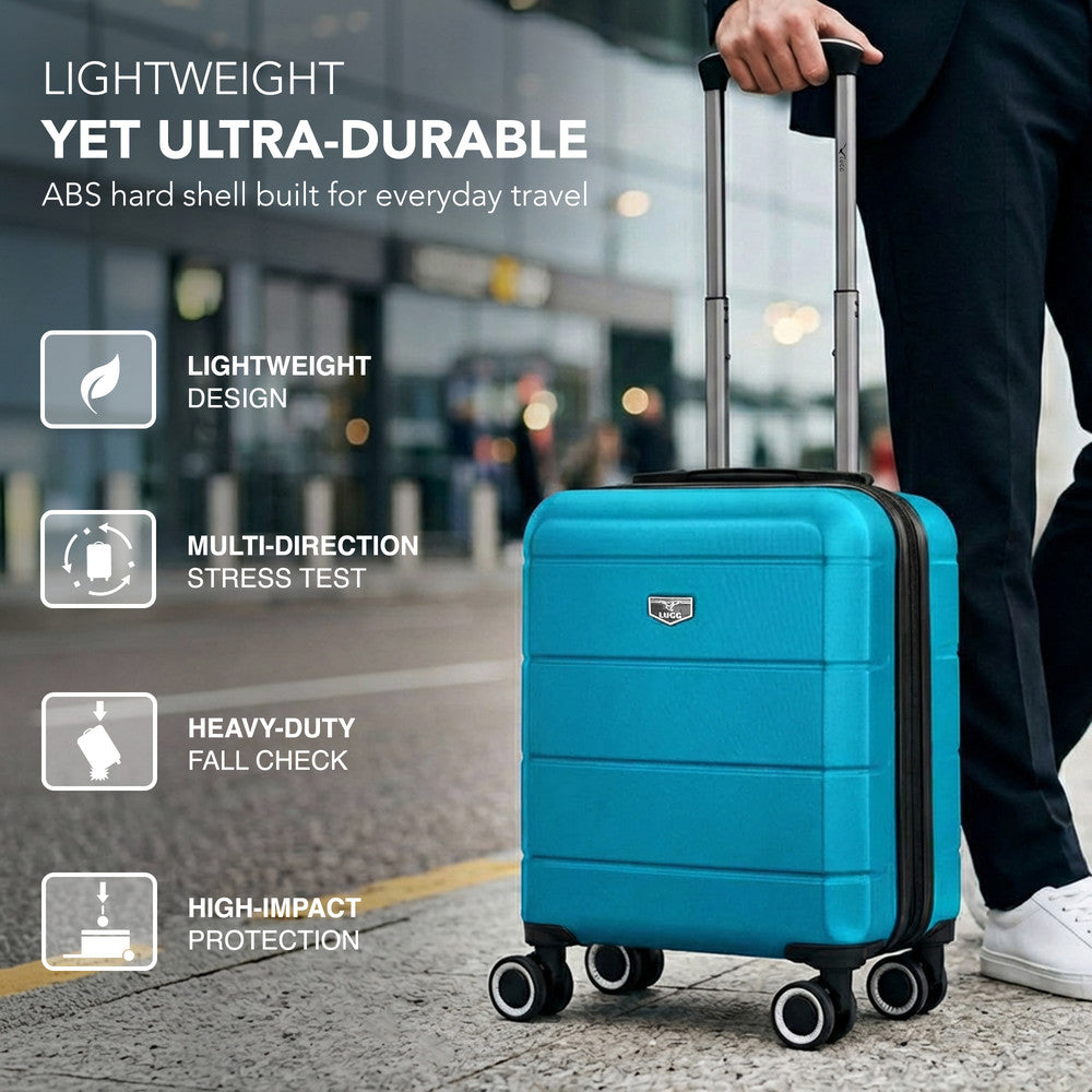 LUGG Jetset 15 Inch ABS Shell Protection Water Resistant & Safe Locking System Easyjet Free Under Seat Luggage (45x33x20cm) - Teal