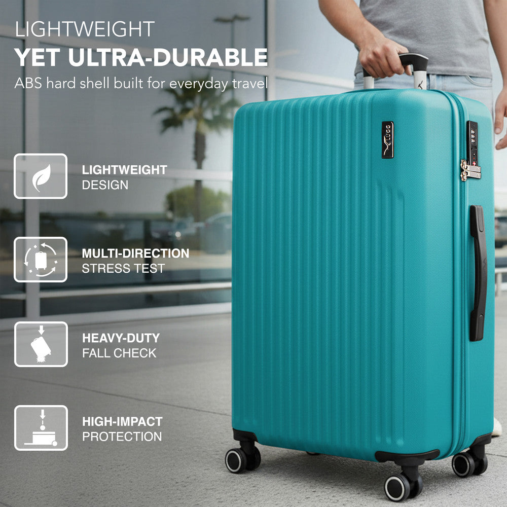 LUGG 32inch Vacay Suitcase ABS Luggage with TSA Indent Lock, Aluminium Trolley Handle, 360° Spinner Wheels, Water-Resistant & Durable Material - Airline Compatible (86 x 31 x 58cm) - Ocean