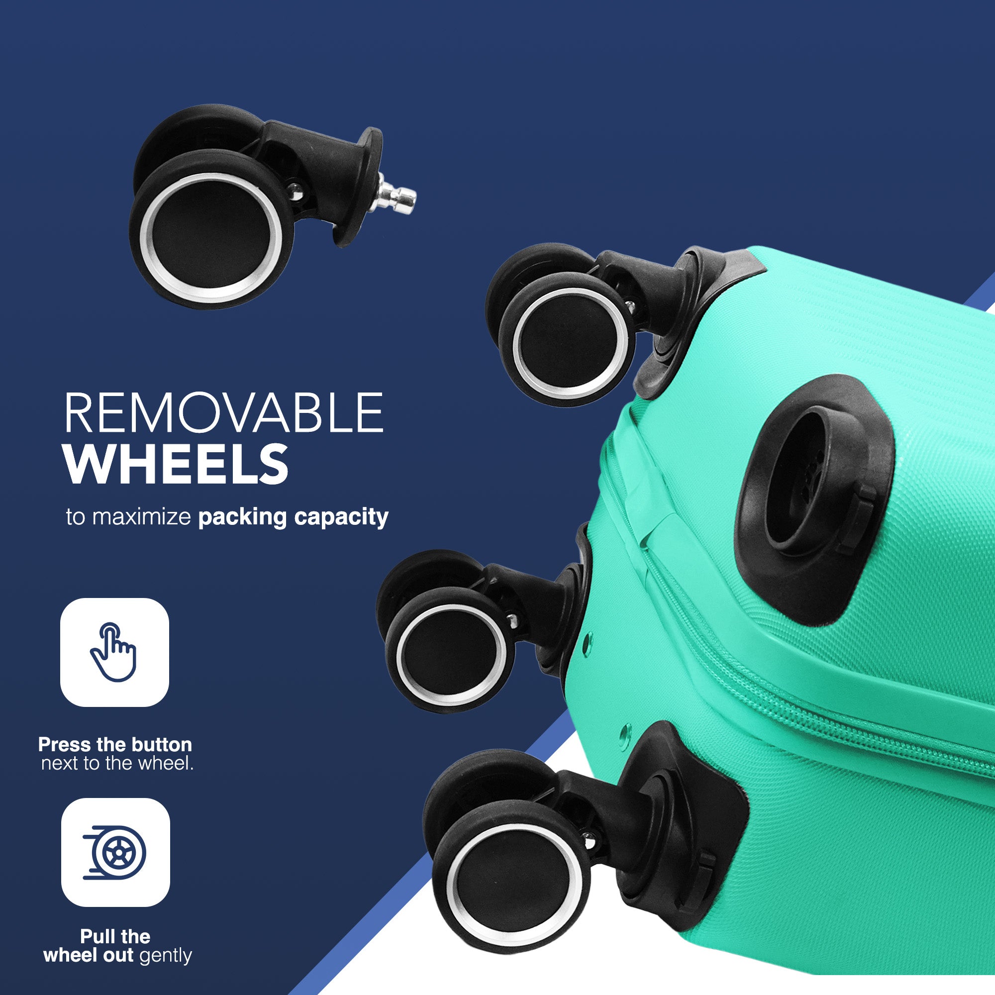 LUGG 40cm Vacay Suitcase ABS Luggage with TSA Indent Lock, Aluminium Trolley Handle, 360° Spinner Wheels, Water-Resistant & Durable Material - Airline Compatible (40 x 20 x 25cm)- Mint