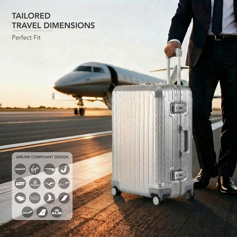LUGG Solo Explorer 28" Hard Shell Suitcase 75x52x31cm 5yr Warranty Metallic Silver