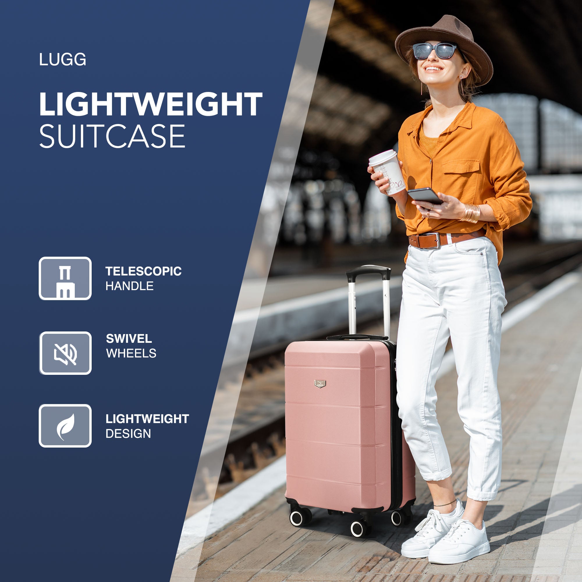 Jetset 20" Cabin Suitcase - 55 x 35 x 23cm in Rose Gold