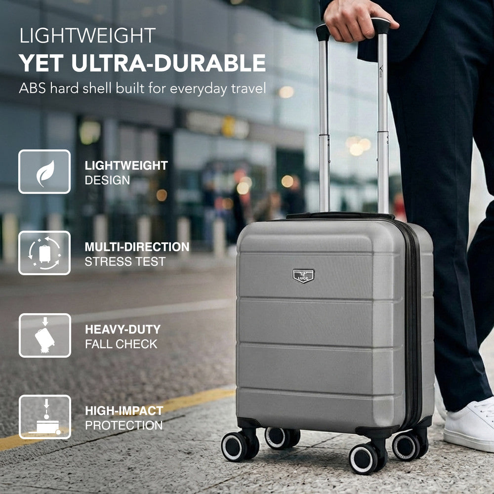 LUGG Jetset 15 Inch ABS Shell Protection Water Resistant & Safe Locking System Easyjet Free Under Seat Luggage (45x33x20cm) - Gunmetal Grey