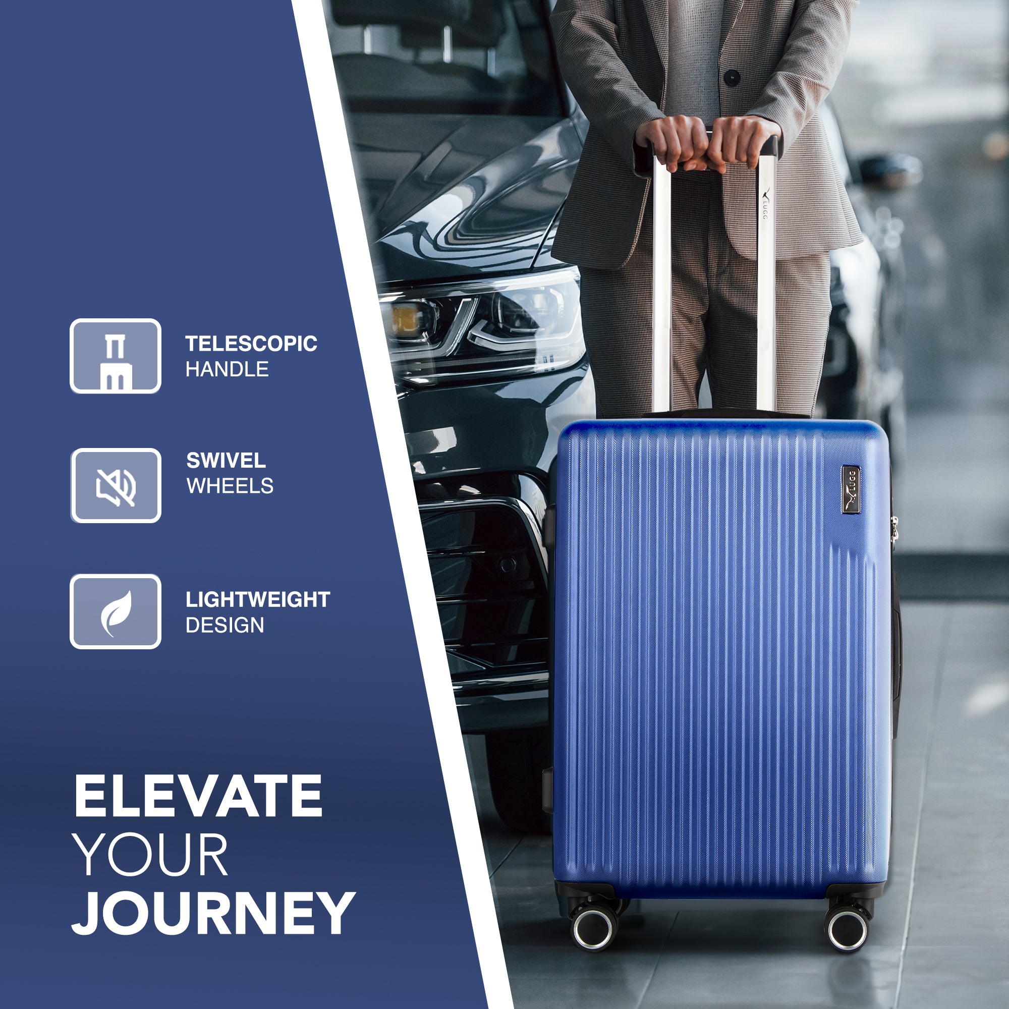 Vacay 20” Suitcase ABS Luggage with TSA Indent Lock, Aluminium Trolley Handle, 360° Spinner Wheels - Airline Compatible (55 x 35 x 23cm) - Dusk