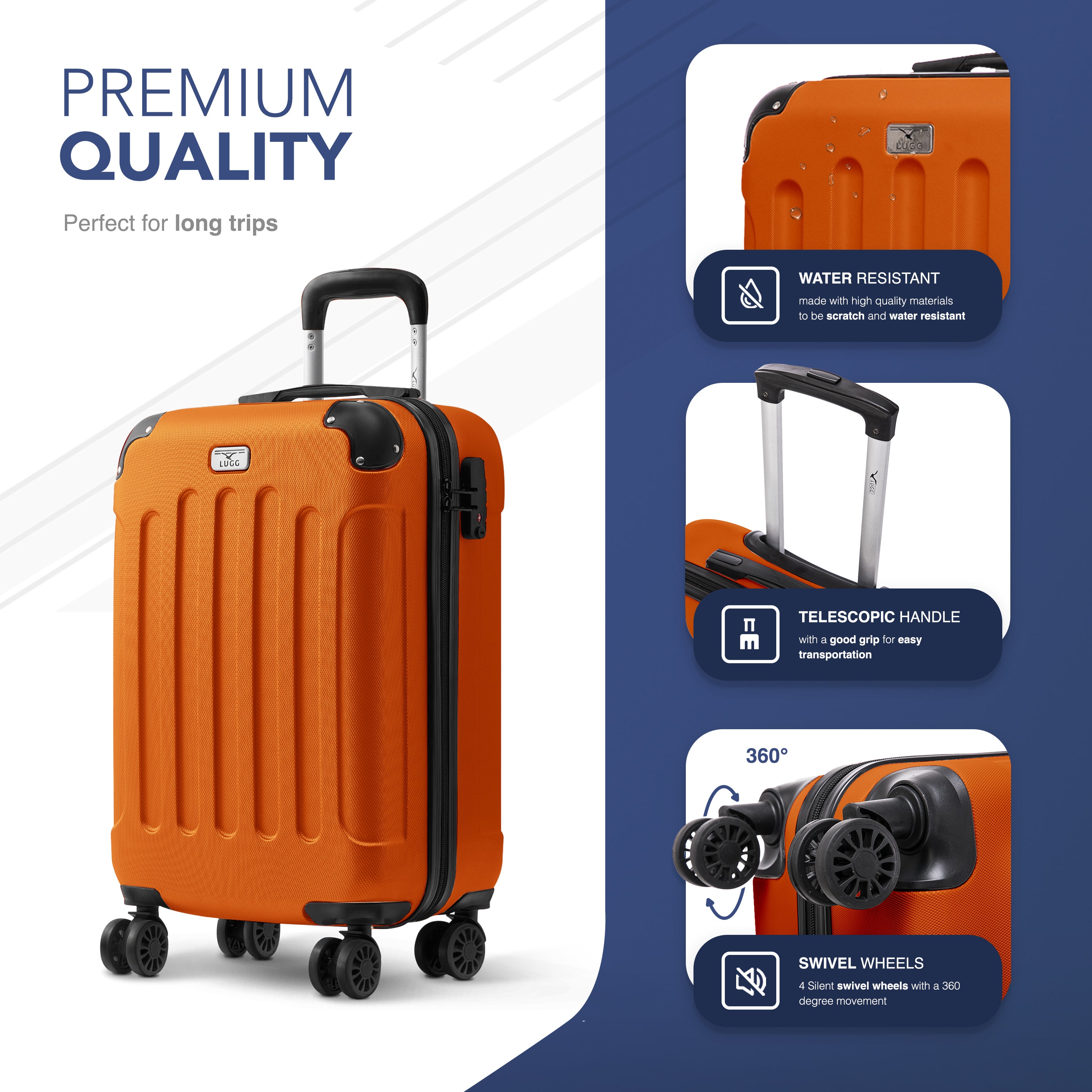 Skywander 20" Cabin Suitcase - 55 x 35 x 20cm in Orange