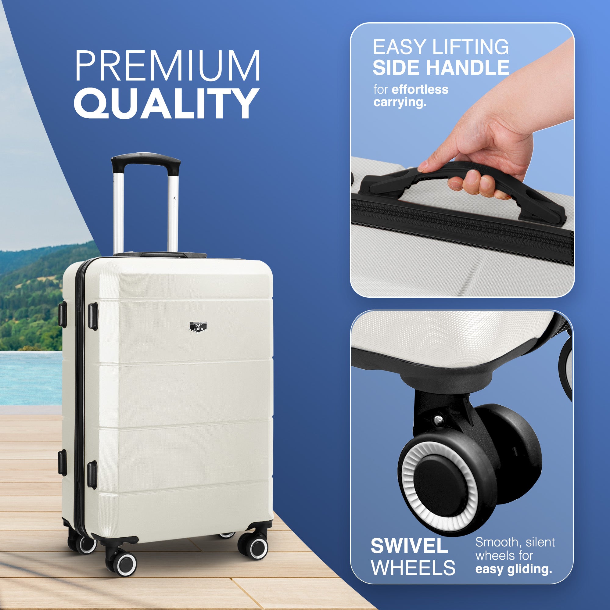 Jetset 3pc Suitcase Set in Ivory