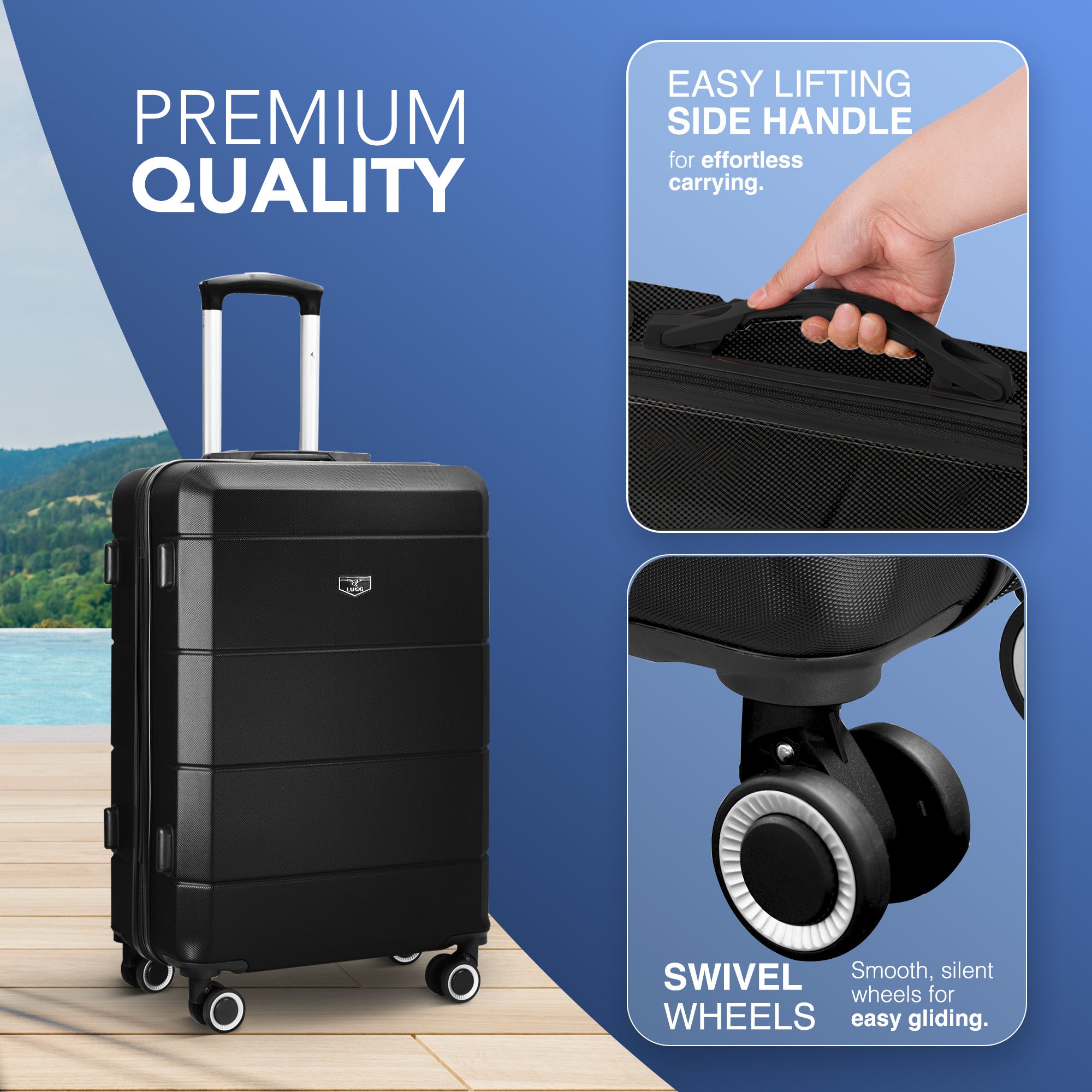 Jetset 3pc Suitcase Set in Black