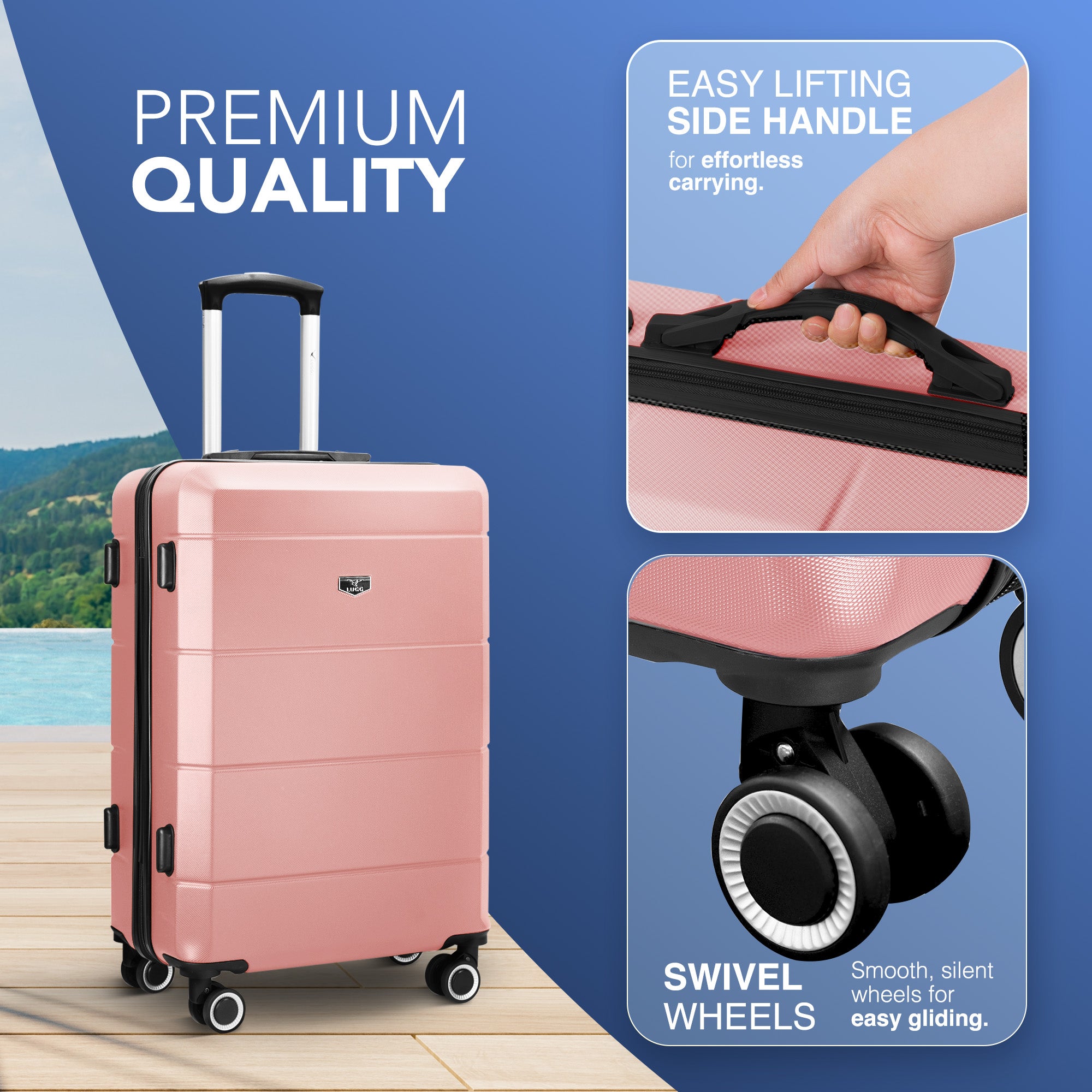 Jetset 3pc Suitcase Set in Rose Gold