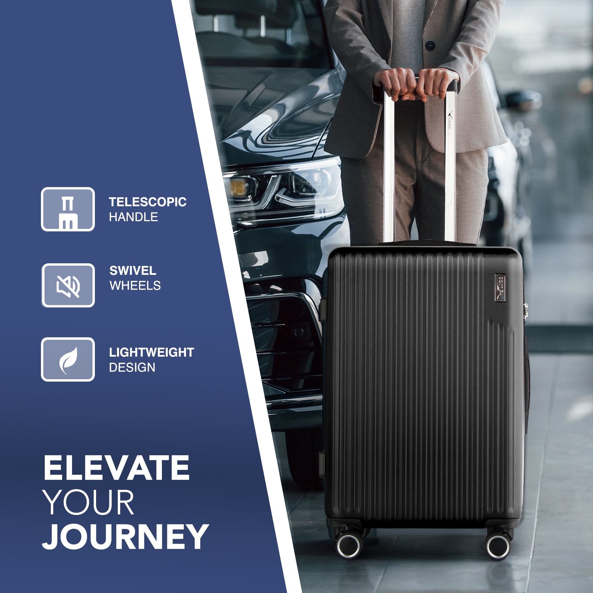 Vacay 20” Suitcase ABS Luggage with TSA Indent Lock, Aluminium Trolley Handle, 360° Spinner Wheels - Airline Compatible (55 x 35 x 23cm) - Shadow