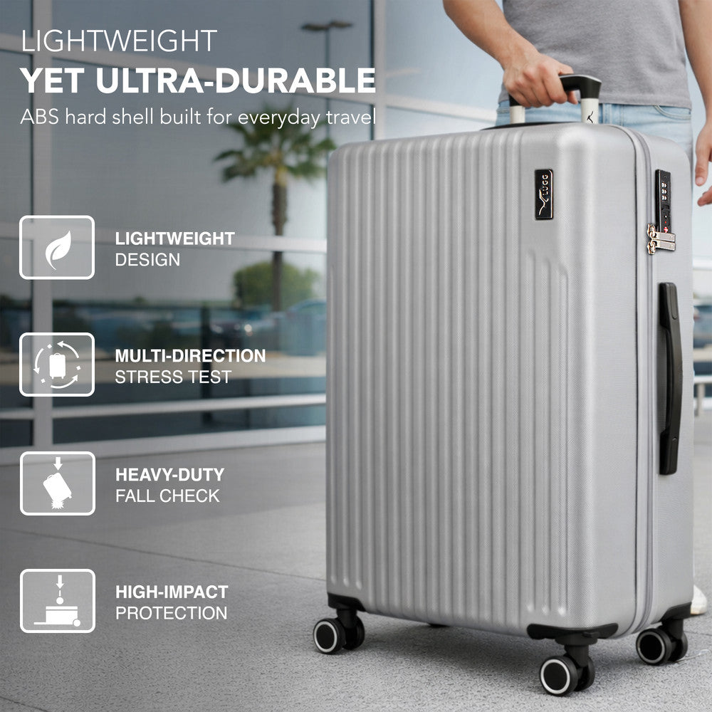 LUGG 32inch Vacay Suitcase ABS Luggage with TSA Indent Lock, Aluminium Trolley Handle, 360° Spinner Wheels, Water-Resistant & Durable Material - Airline Compatible (86 x 31 x 58cm) - Raven