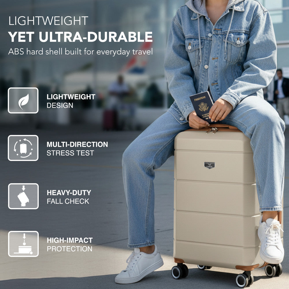 Jetset 20" Cabin Suitcase - 55 x 35 x 23cm in Cream & Brown