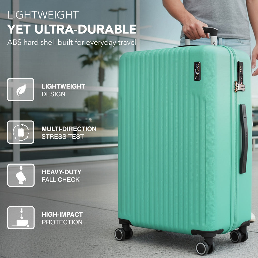 LUGG 32inch Vacay Suitcase ABS Luggage with TSA Indent Lock, Aluminium Trolley Handle, 360° Spinner Wheels, Water-Resistant & Durable Material - Airline Compatible (86 x 31 x 58cm) - Mint