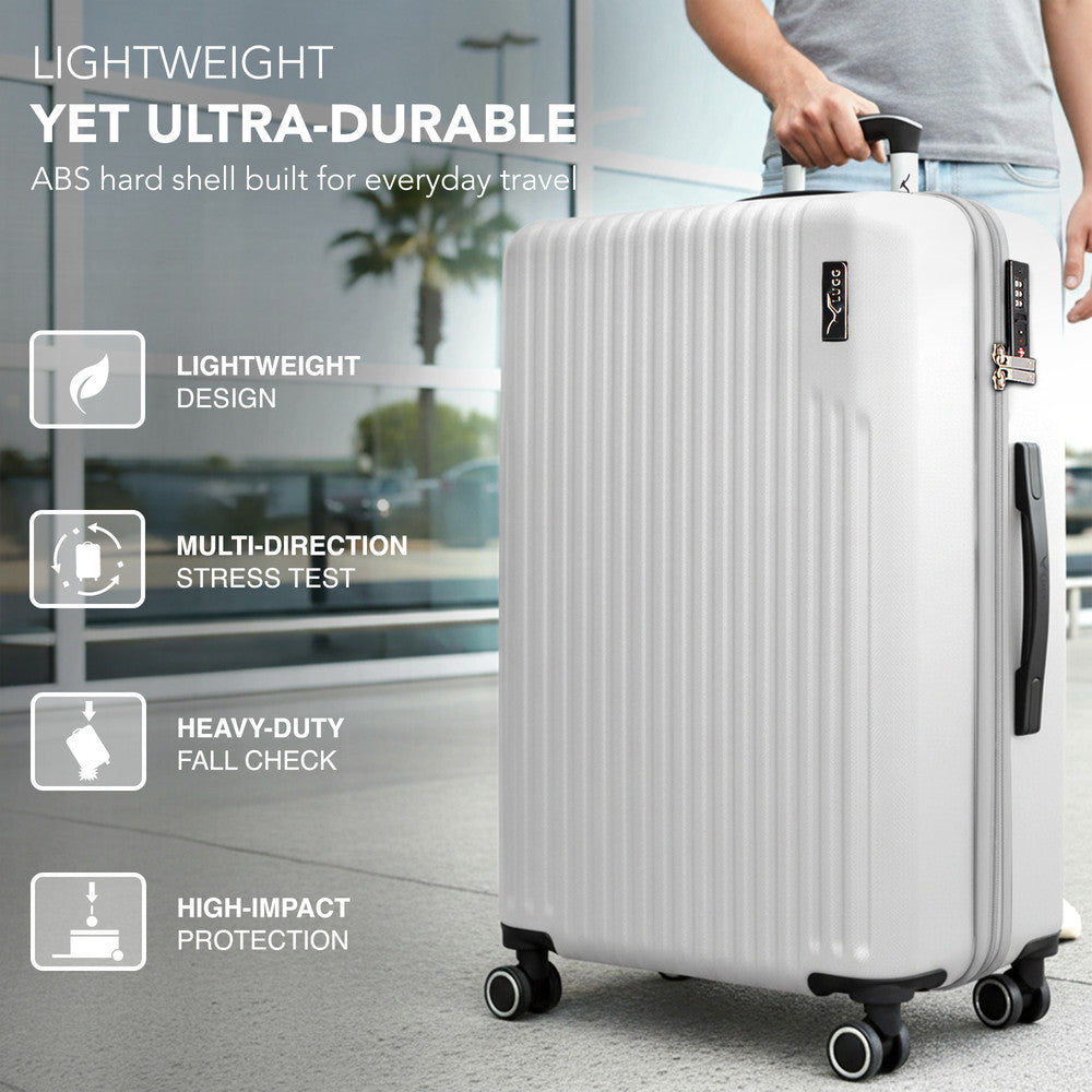 LUGG 32inch Vacay Suitcase ABS Luggage with TSA Indent Lock, Aluminium Trolley Handle, 360° Spinner Wheels, Water-Resistant & Durable Material - Airline Compatible (86 x 31 x 58cm) - Pearl