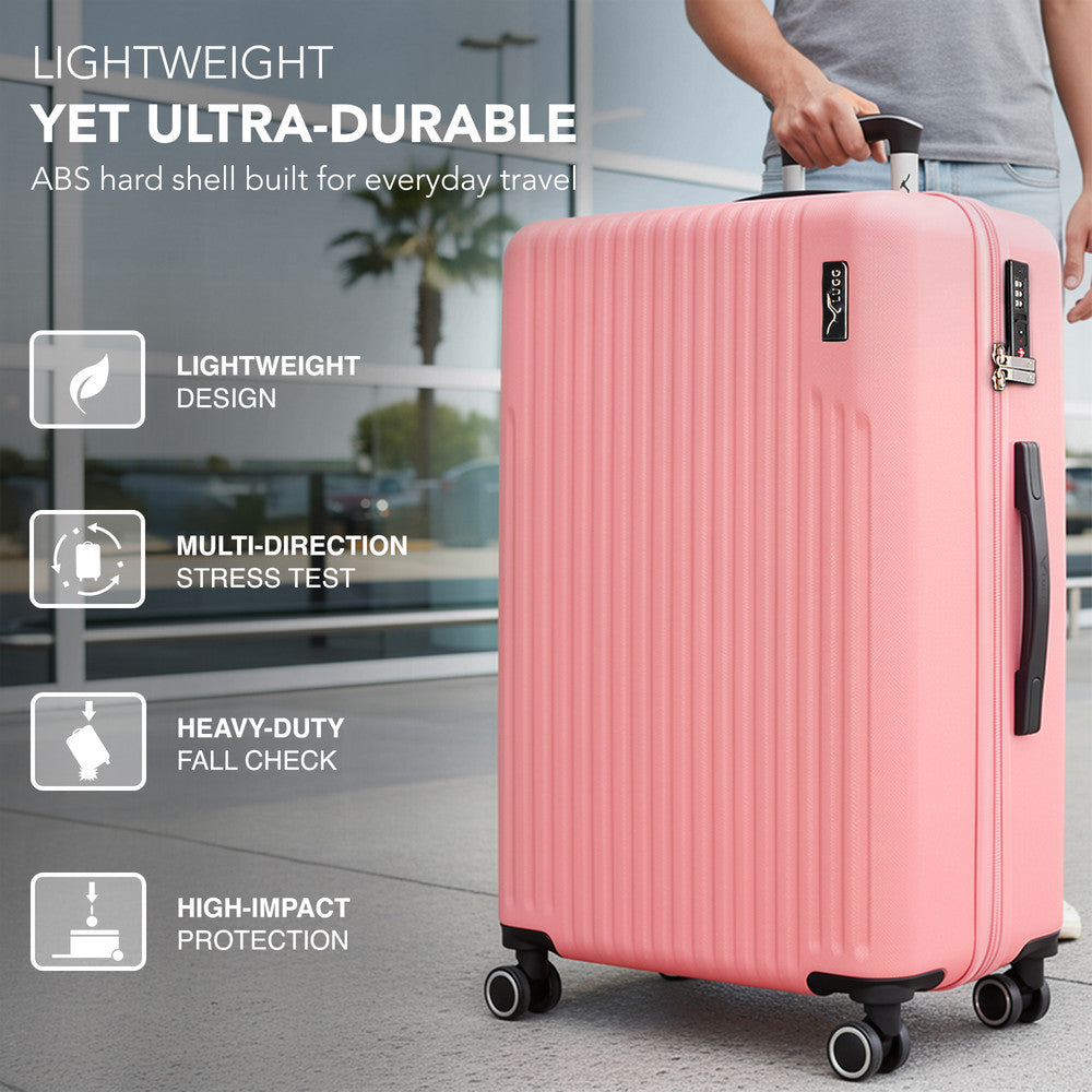 LUGG 32inch Vacay Suitcase ABS Luggage with TSA Indent Lock, Aluminium Trolley Handle, 360° Spinner Wheels, Water-Resistant & Durable Material - Airline Compatible (86 x 31 x 58cm) - Clay