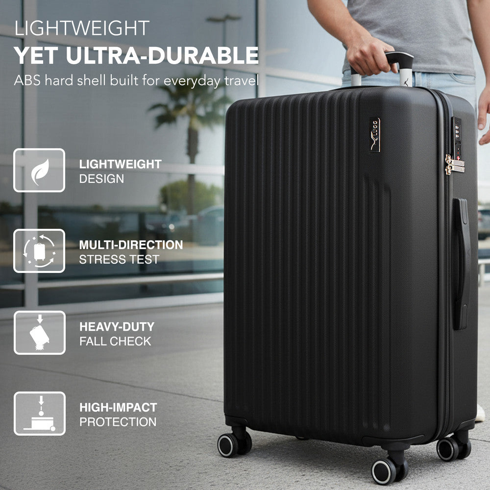 LUGG 32inch Vacay Suitcase ABS Luggage with TSA Indent Lock, Aluminium Trolley Handle, 360° Spinner Wheels, Water-Resistant & Durable Material - Airline Compatible (86 x 31 x 58cm) - Shadow