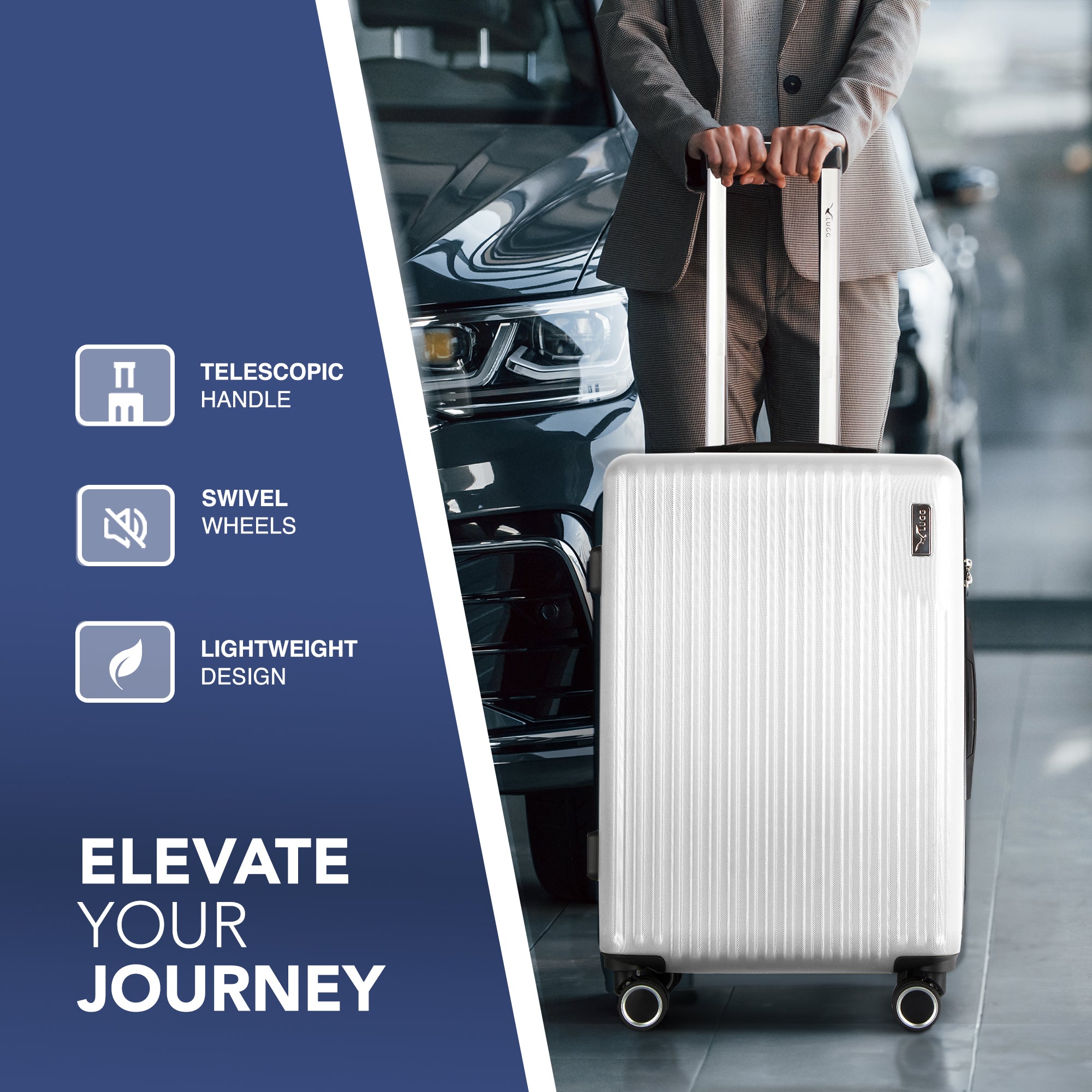 Vacay 20” Suitcase ABS Luggage with TSA Indent Lock, Aluminium Trolley Handle, 360° Spinner Wheels - Airline Compatible (55 x 35 x 23cm) - Pearl