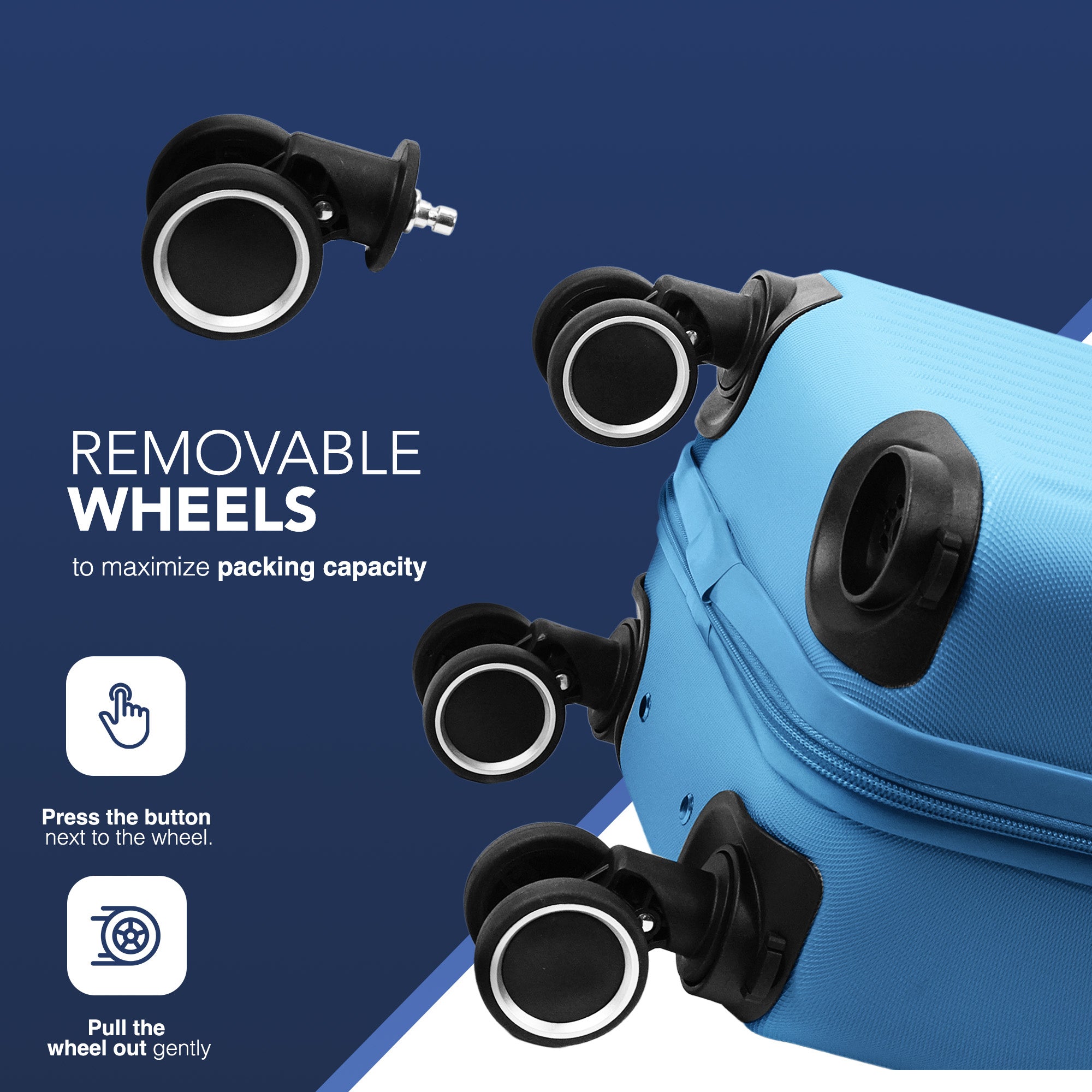 LUGG 40cm Vacay Suitcase ABS Luggage with TSA Indent Lock, Aluminium Trolley Handle, 360° Spinner Wheels, Water-Resistant & Durable Material - Airline Compatible (40 x 20 x 25cm)- Skyblue
