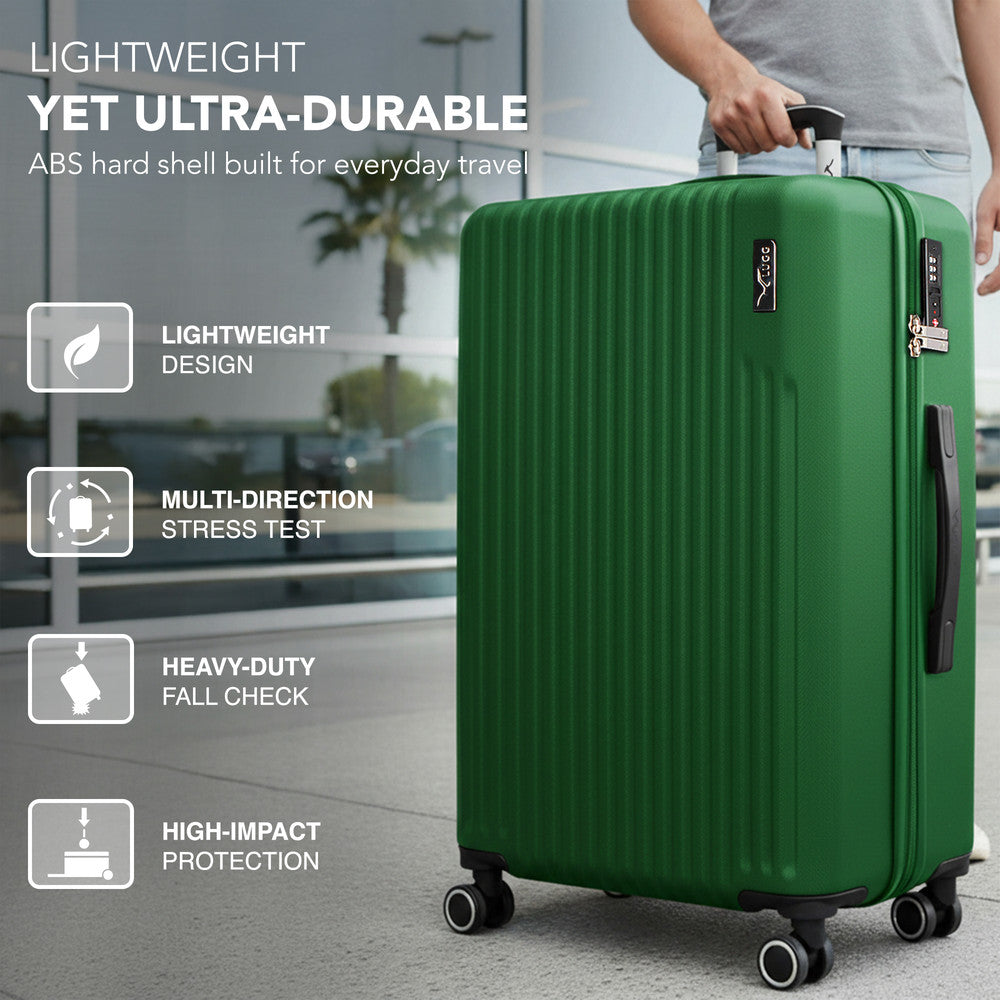 LUGG 32inch Vacay Suitcase ABS Luggage with TSA Indent Lock, Aluminium Trolley Handle, 360° Spinner Wheels, Water-Resistant & Durable Material - Airline Compatible (86 x 31 x 58cm) - Forest