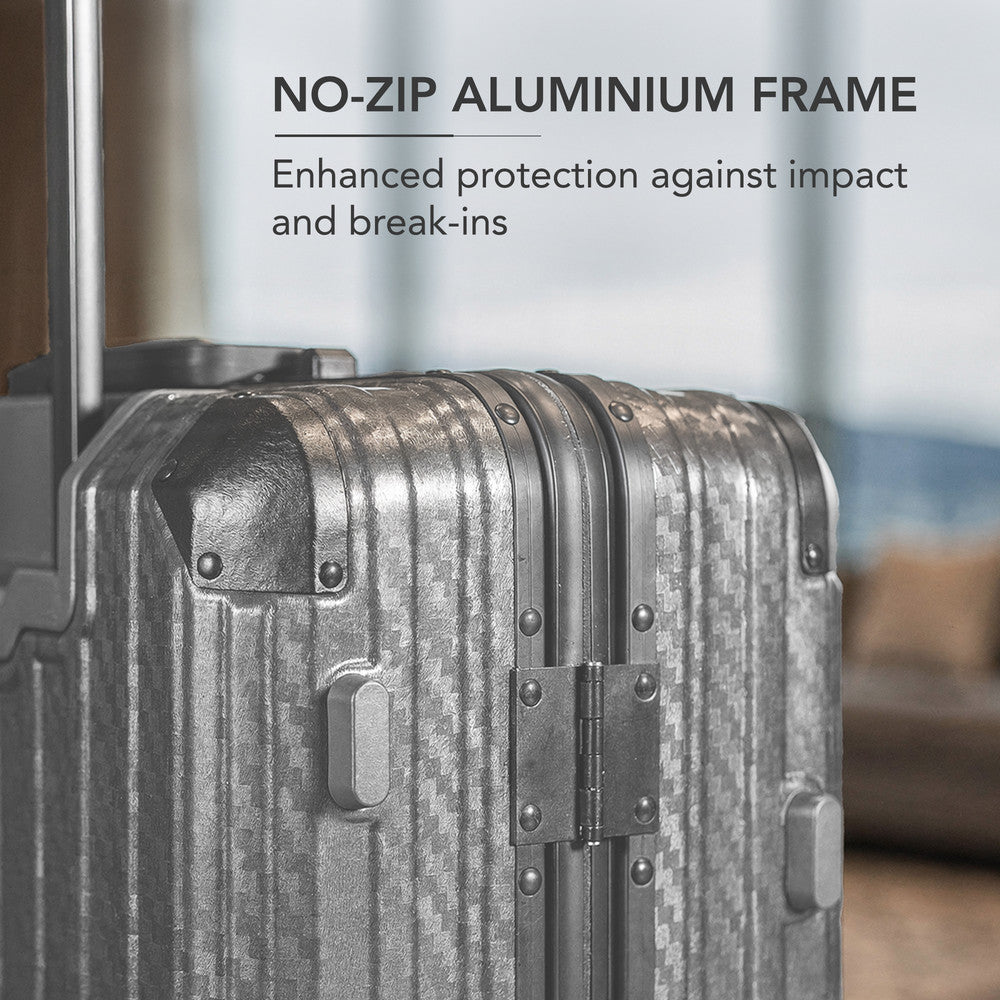 LUGG 24" Hard Shell Trolley Suitcase Aluminium TSA Lock Grey 65x45x26.5cm