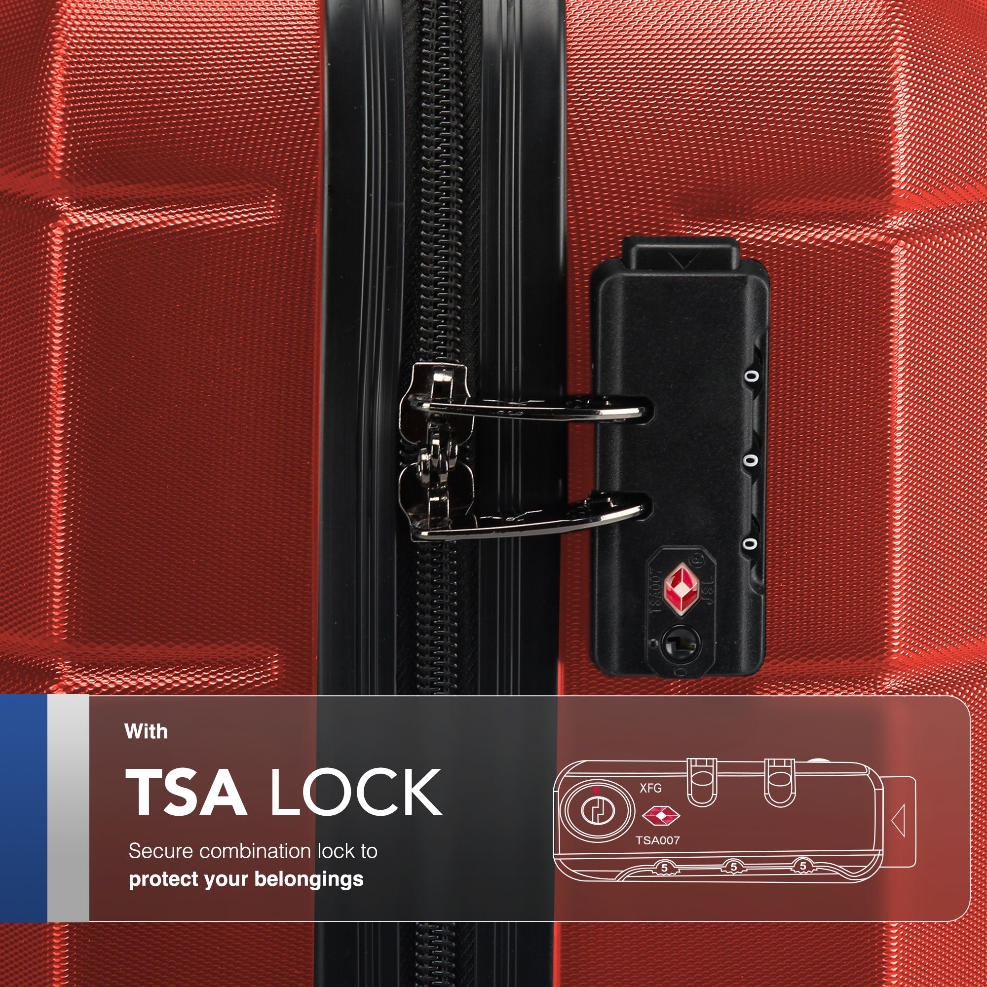 LUGG Jetset 15 Inch ABS Shell Protection Water Resistant & Safe Locking System Easyjet Free Under Seat Luggage (45x33x20cm) - Red