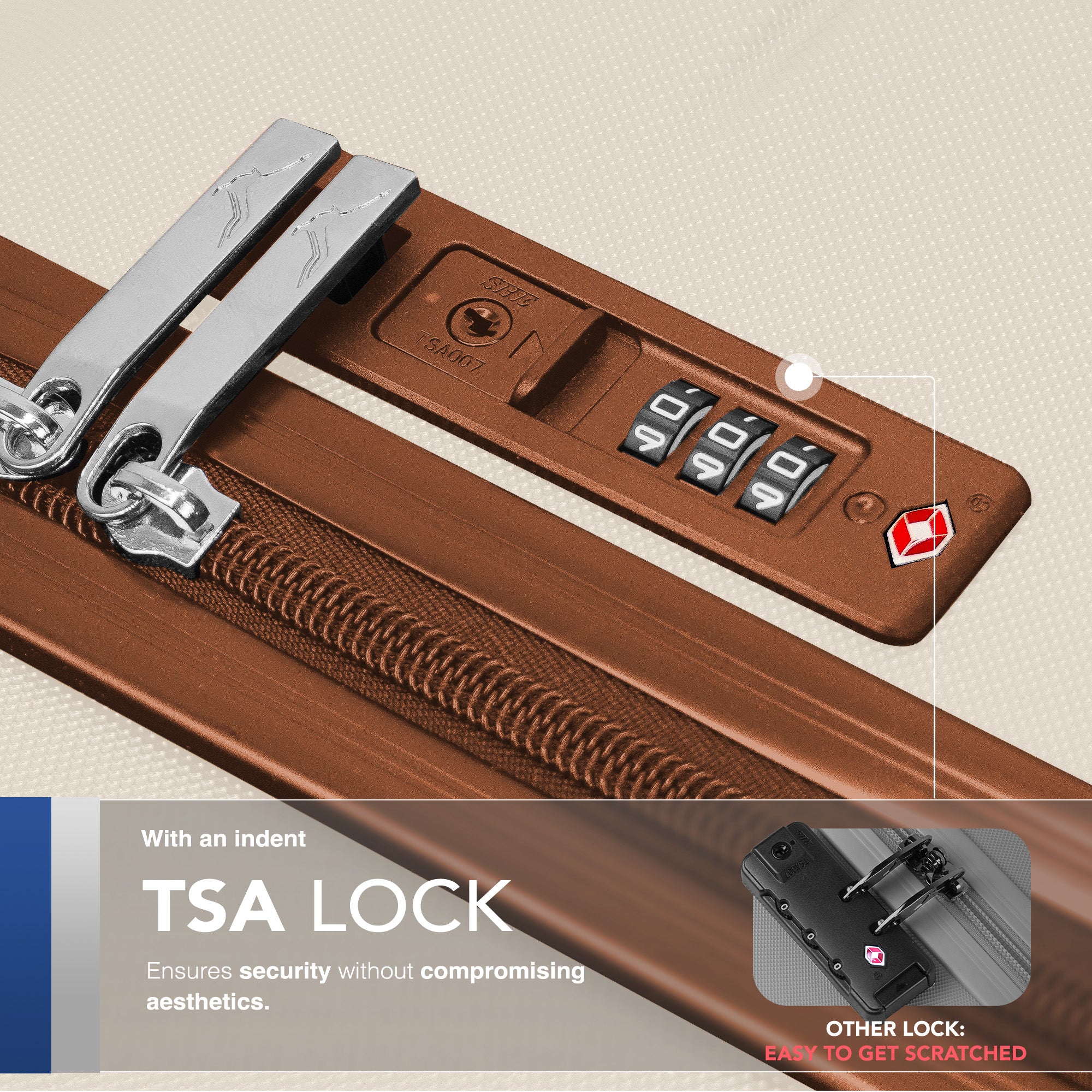 LUGG Jetset 24” Lightweight Travel Carry On Suitcase, ABS, Water Resistant & TSA Lock, Easyjet Overhead- Cream & Brown