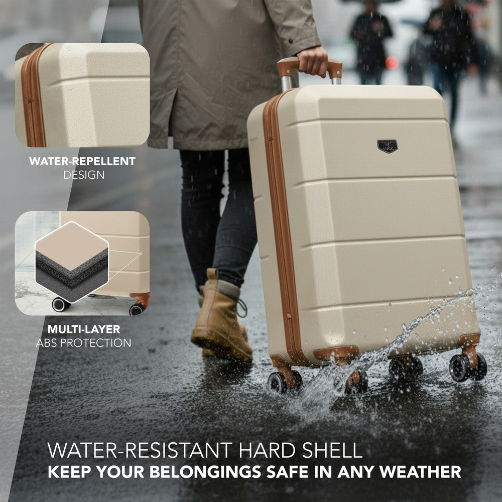 Jetset 20" Cabin Suitcase - 55 x 35 x 23cm in Cream & Brown