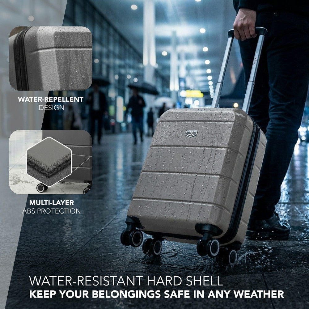 LUGG Jetset 15 Inch ABS Shell Protection Water Resistant & Safe Locking System Easyjet Free Under Seat Luggage (45x33x20cm) - Gunmetal Grey
