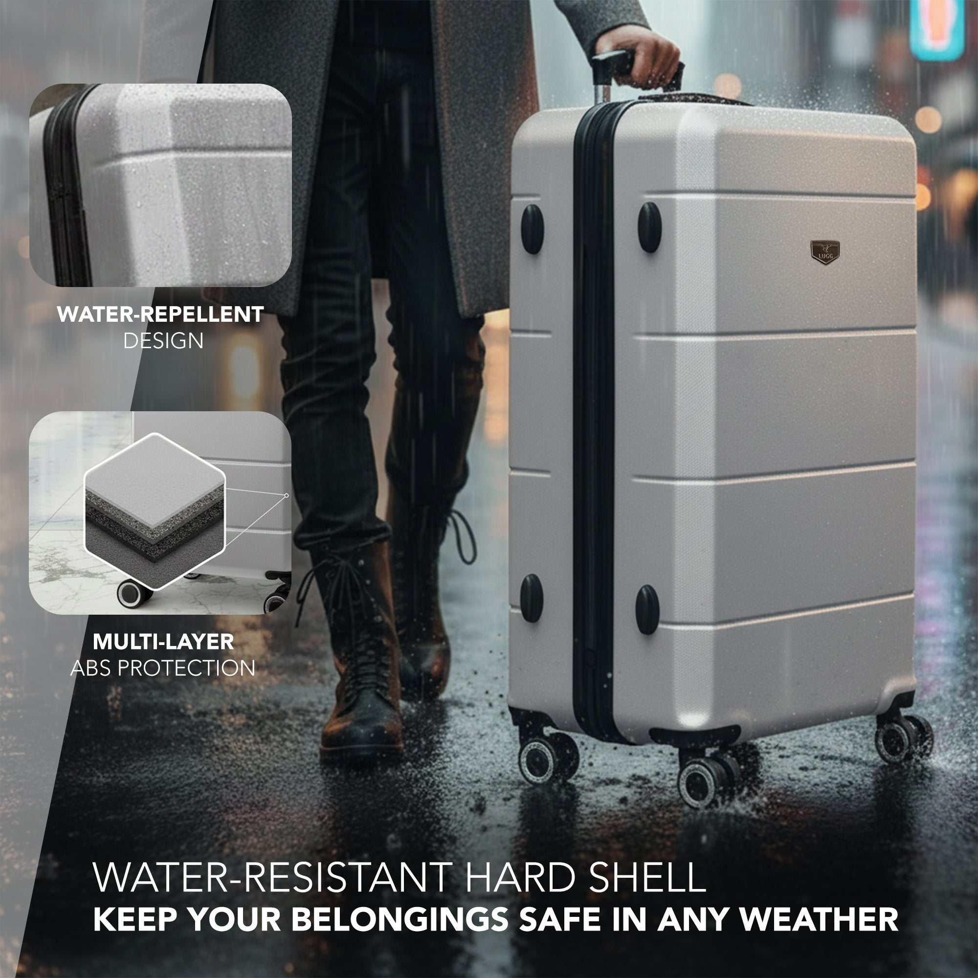 Jetset 32" Large Suitcase – Lightweight Hard Shell Luggage with TSA Lock – Water-Resistant ABS Spinner Suitcase – 4 Wheels – 86x58x31cm Travel Bag - Silver