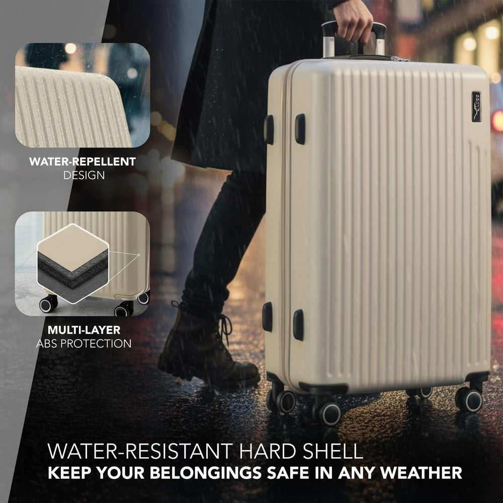 LUGG 32inch Vacay Suitcase ABS Luggage with TSA Indent Lock, Aluminium Trolley Handle, 360° Spinner Wheels, Water-Resistant & Durable Material - Airline Compatible (86 x 31 x 58cm) - Earth