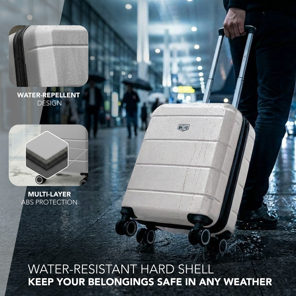 LUGG Jetset 15 Inch ABS Shell Protection Water Resistant & Safe Locking System Easyjet Free Under Seat Luggage (45x33x20cm) - Silver